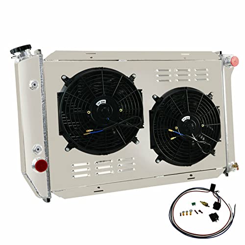 1975-1979 Ford Lincoln Montego Mercury Cougar LTD II V8 Aluminum Radiator - 3 Row Cooling System with 2x12