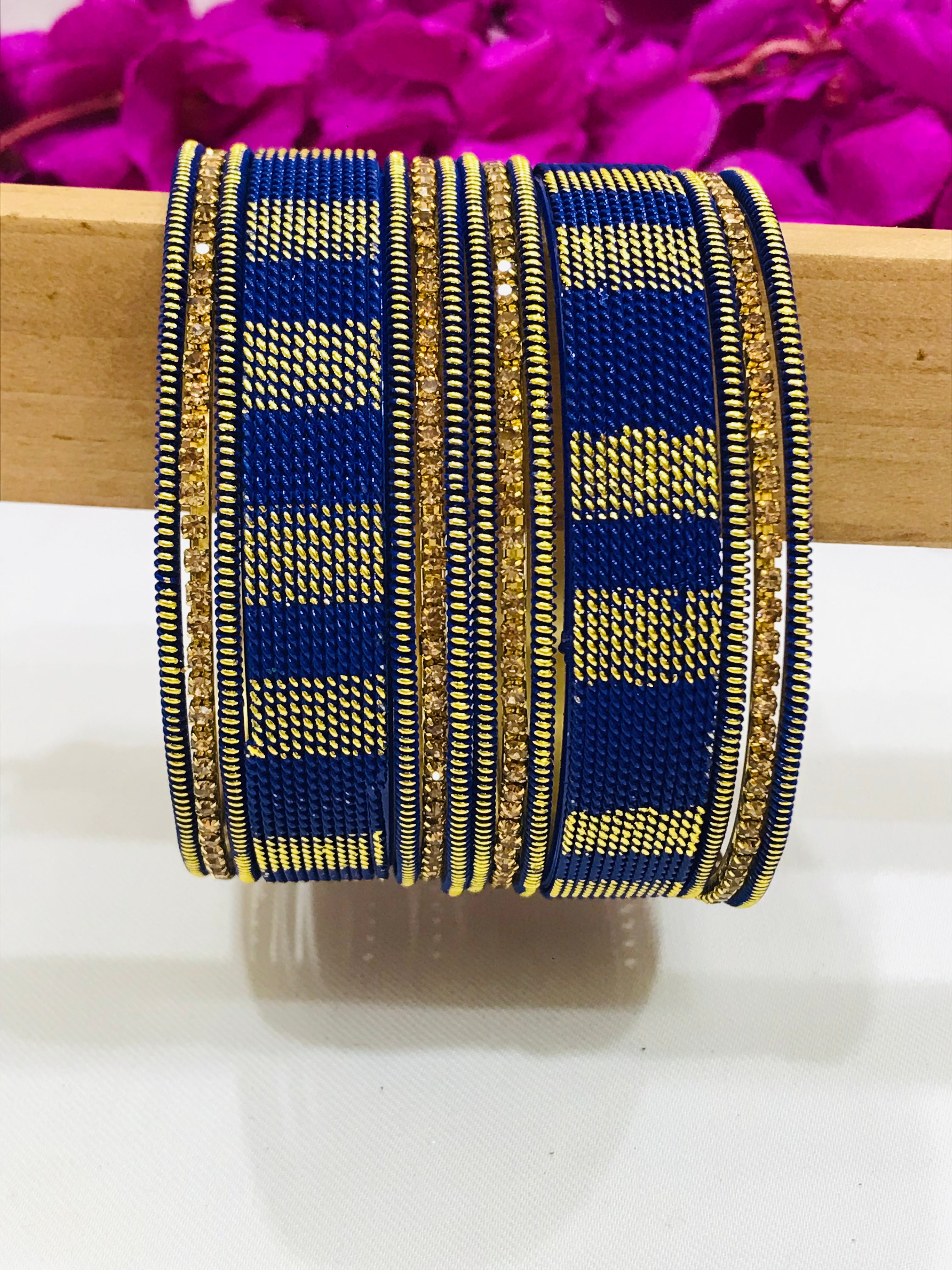 Stylish Spiral Design Blue Metal Bangles Set for Women - Perfect for Parties, Weddings & Everyday Fashion Accessories