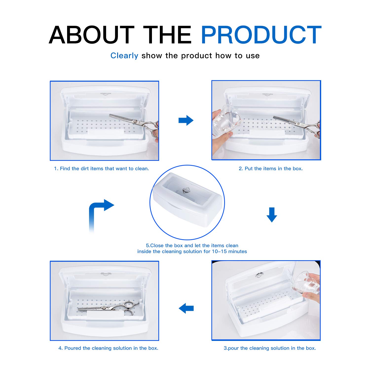 Sterilizing Tray for Tools - Plastic Sterilization Box with Clear Lid, Organizer for Nail, Tweezers, Manicure & Salon Equipment - Perfect for Hair Salons, Spas & Professional Use (White)