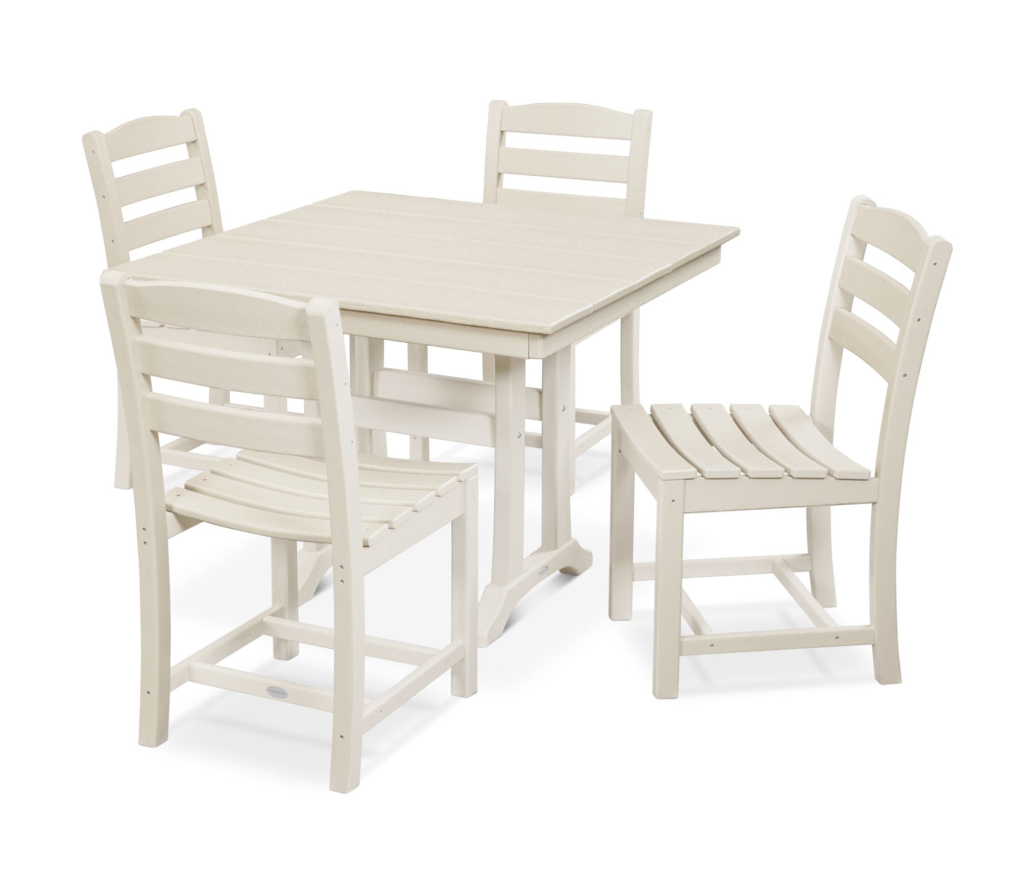 POLYWOOD La Casa Café 5-Piece Farmhouse Trestle Side Chair Dining Set - Outdoor Patio, Garden, and Backyard Furniture for Casual Dining and Entertaining