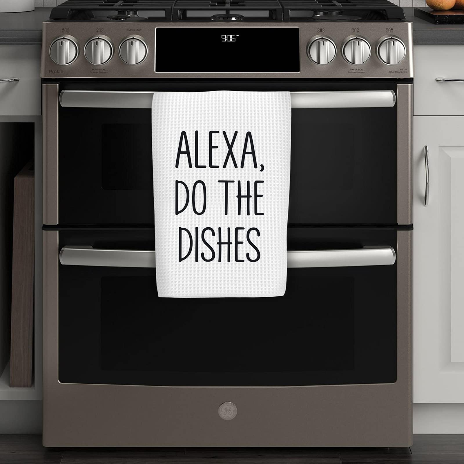 Funny Kitchen Towel with Alexa Do The Dishes Print - Unique Housewarming & Hostess Gift for Coffee Lovers - Perfect for Kitchen Decor, Parties & Gag Gifts