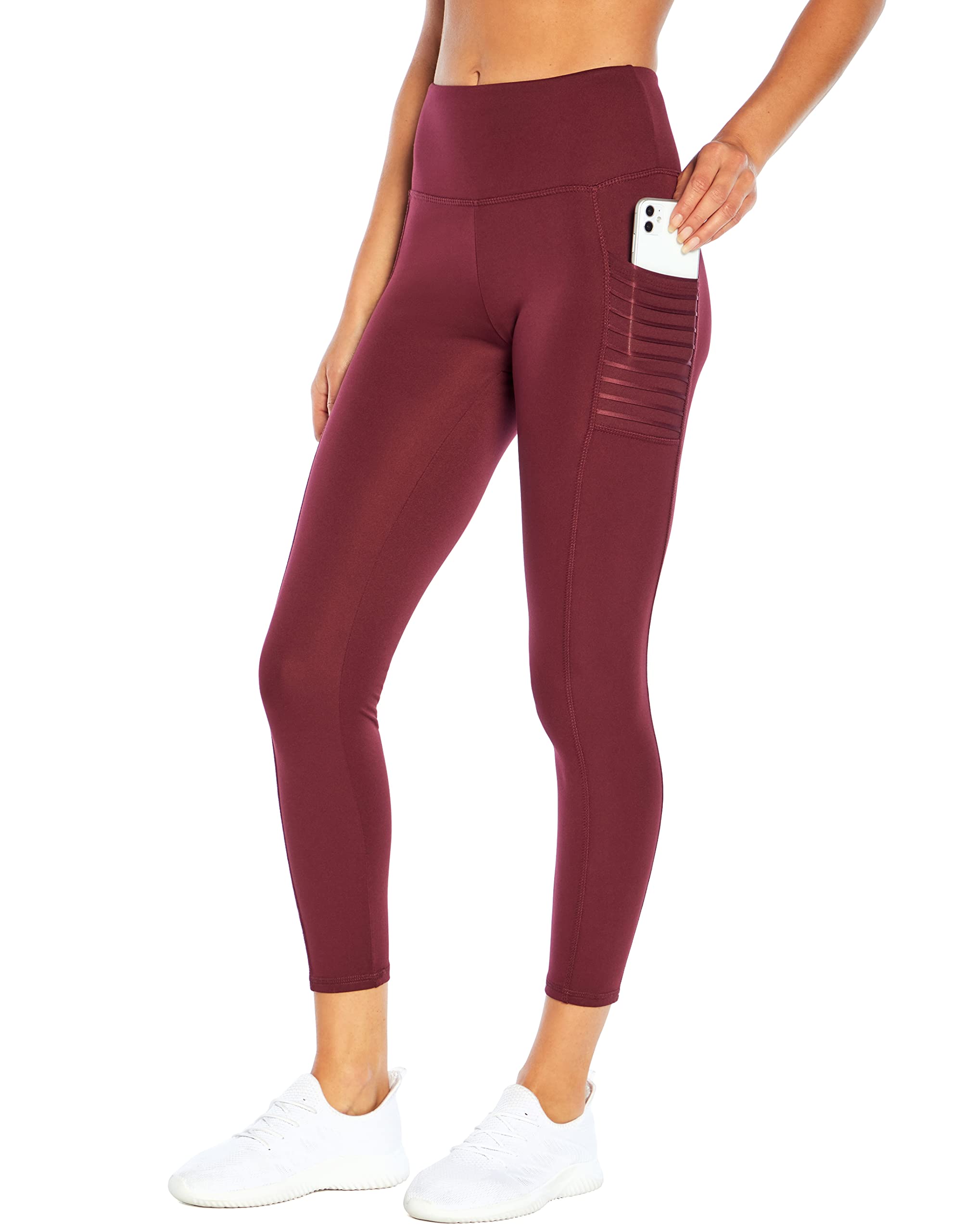 Bally Total Fitness Women's Datiki High Rise Ankle Leggings - Workout Yoga Running Gym Activewear for Women