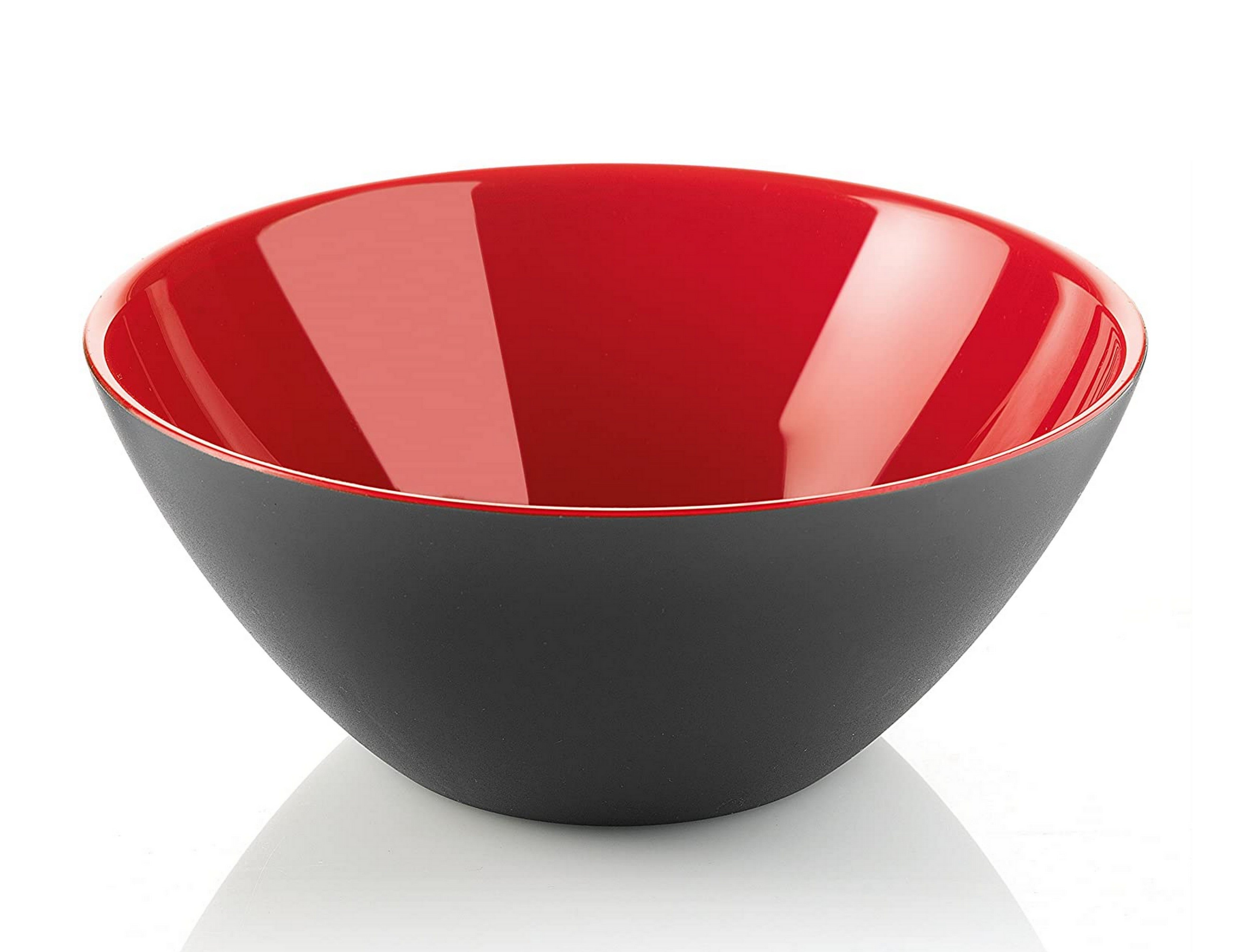 Guzzini My Fusion Large Acrylic Bowl - 9 3/4 Inch BPA-Free Shatterproof Serving Bowl for Salads, Pasta & Snacks - Durable Black & Red Dishware - Perfect for Family Dinners, Parties & Outdoor Picnics