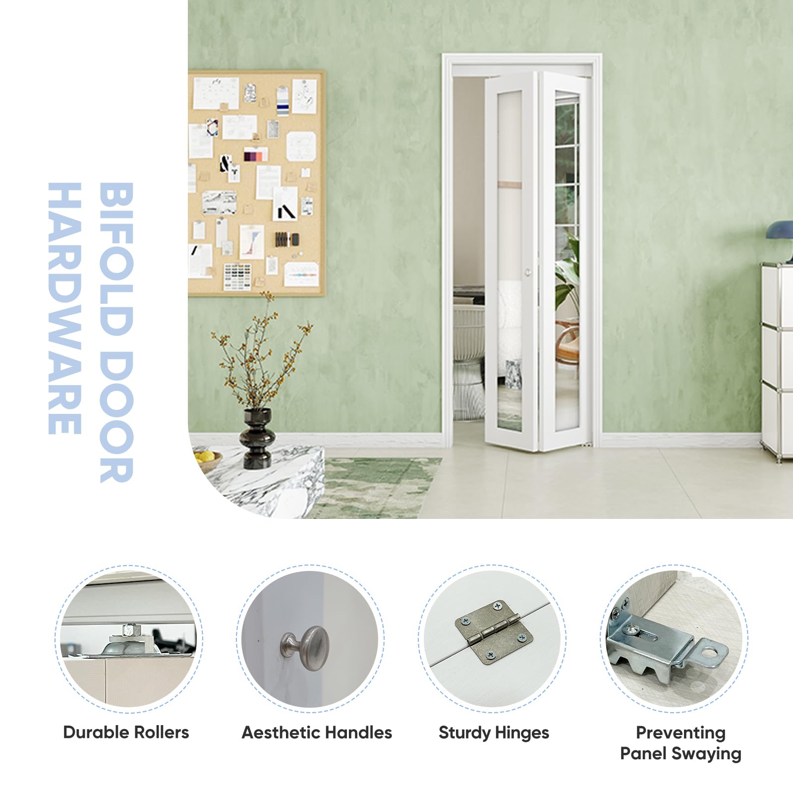 White Bi-Fold Mirror Closet Door for 36