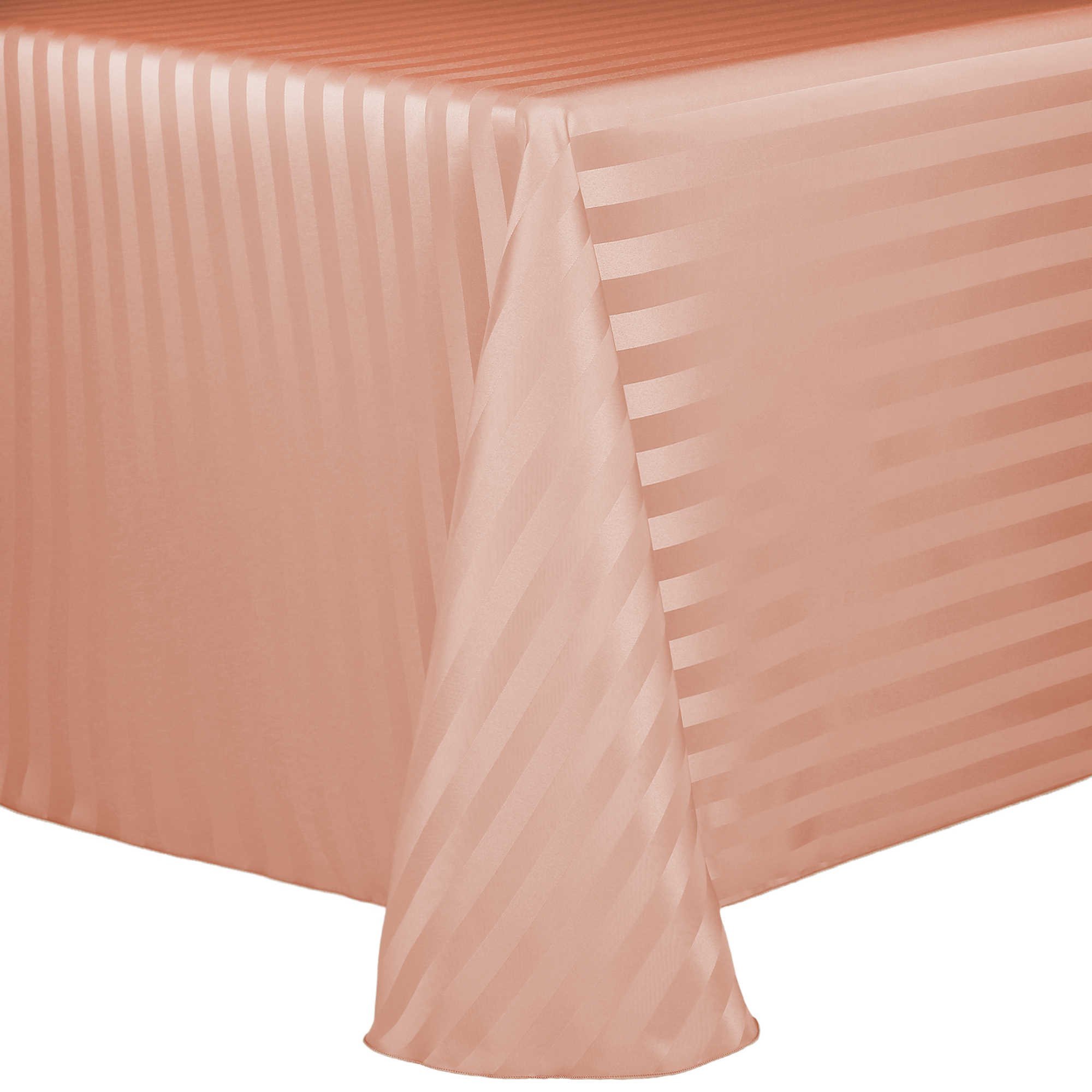 Peach Satin-Stripe 108x108-Inch Square Tablecloth for Dining & Events