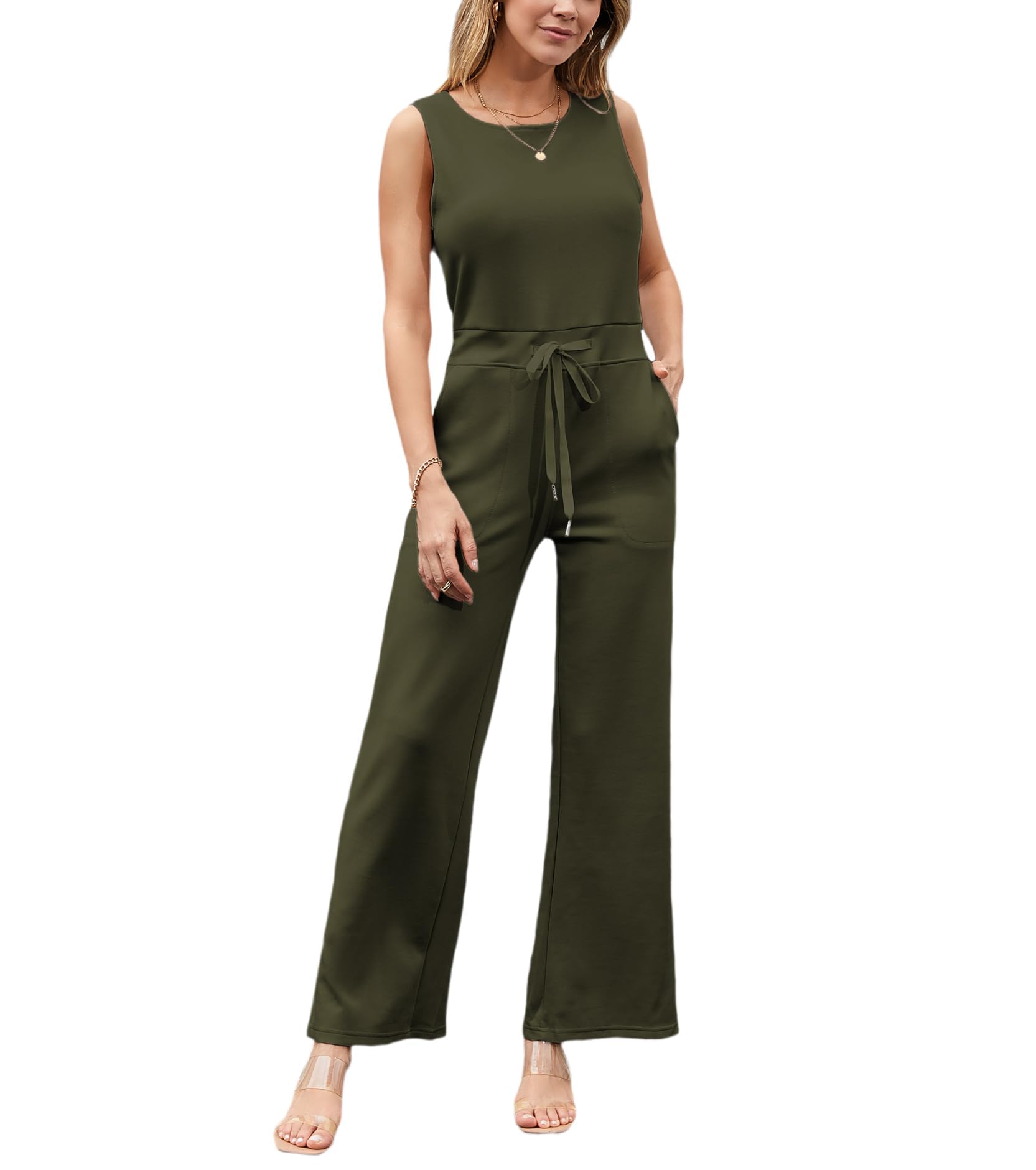 Women's Sleeveless Jumpsuit - Air Essentials Wide Leg Romper with Tank Top | Casual Summer Overalls for Beach, Travel & Everyday Wear