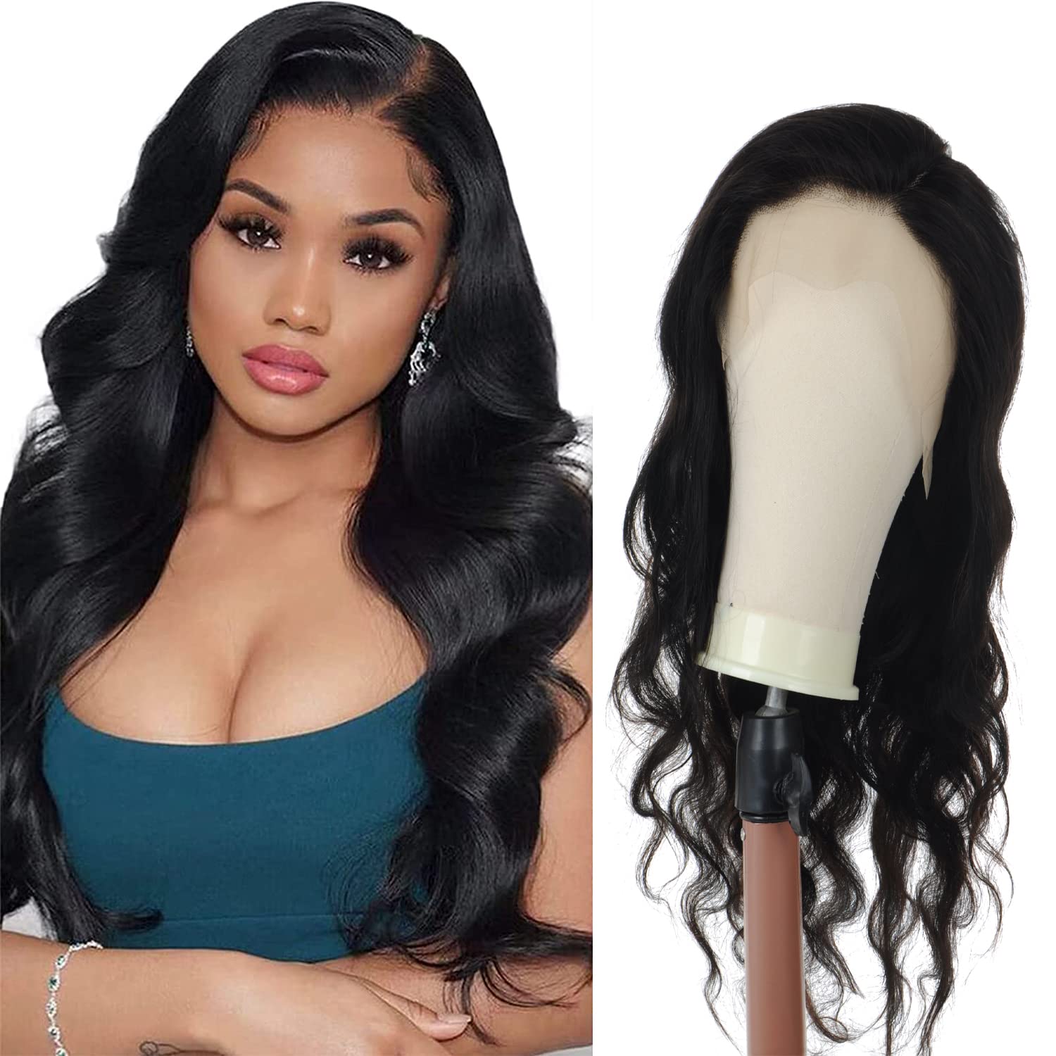 13x4 HD Lace Frontal Human Hair Wig - Pre Plucked 18/22 Inch Straight/Body Wave/Deep Curl 150% Density Natural Black Wig for Women | Perfect for Daily Wear, Parties & Special Occasions
