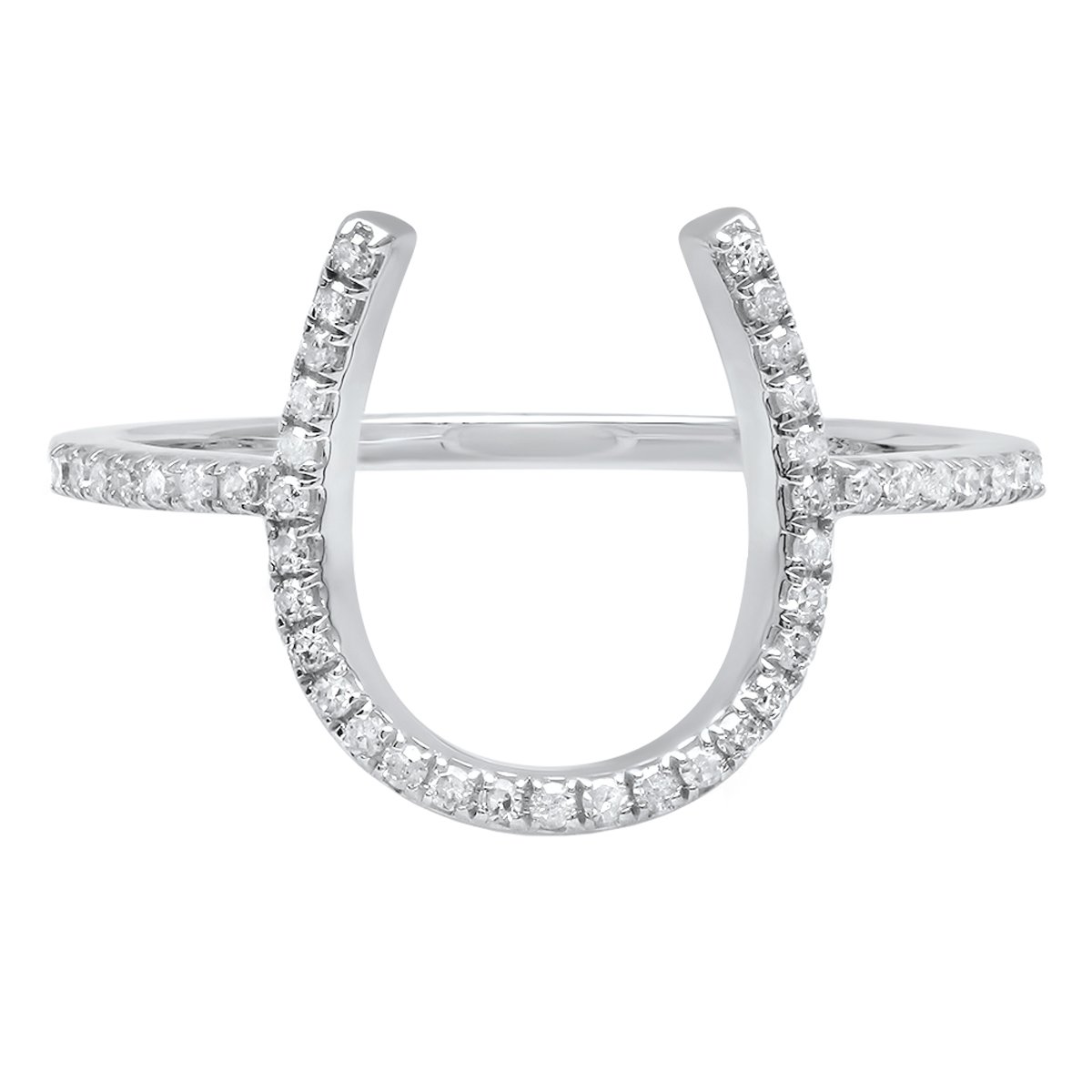 Dazzlingrock Collection 0.15 Carat 10K Solid Gold Round White Diamond Women's Horseshoe Engagement Ring - Perfect for Proposals, Anniversaries & Bridal Jewelry Gifts