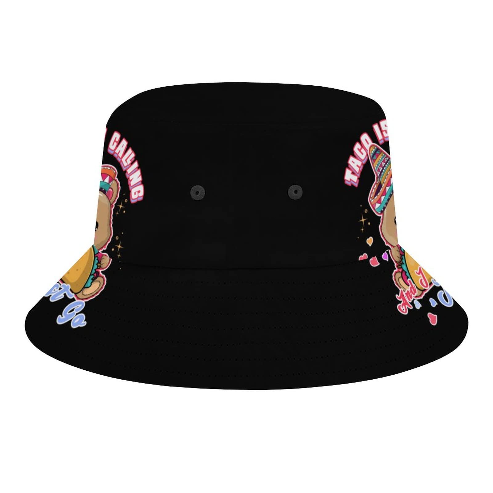 Stylish Unisex Packable Bucket Hat for Women & Men - Taco Print Beach Sun Hat for Fishing, Travel & Outdoor Summer Activities
