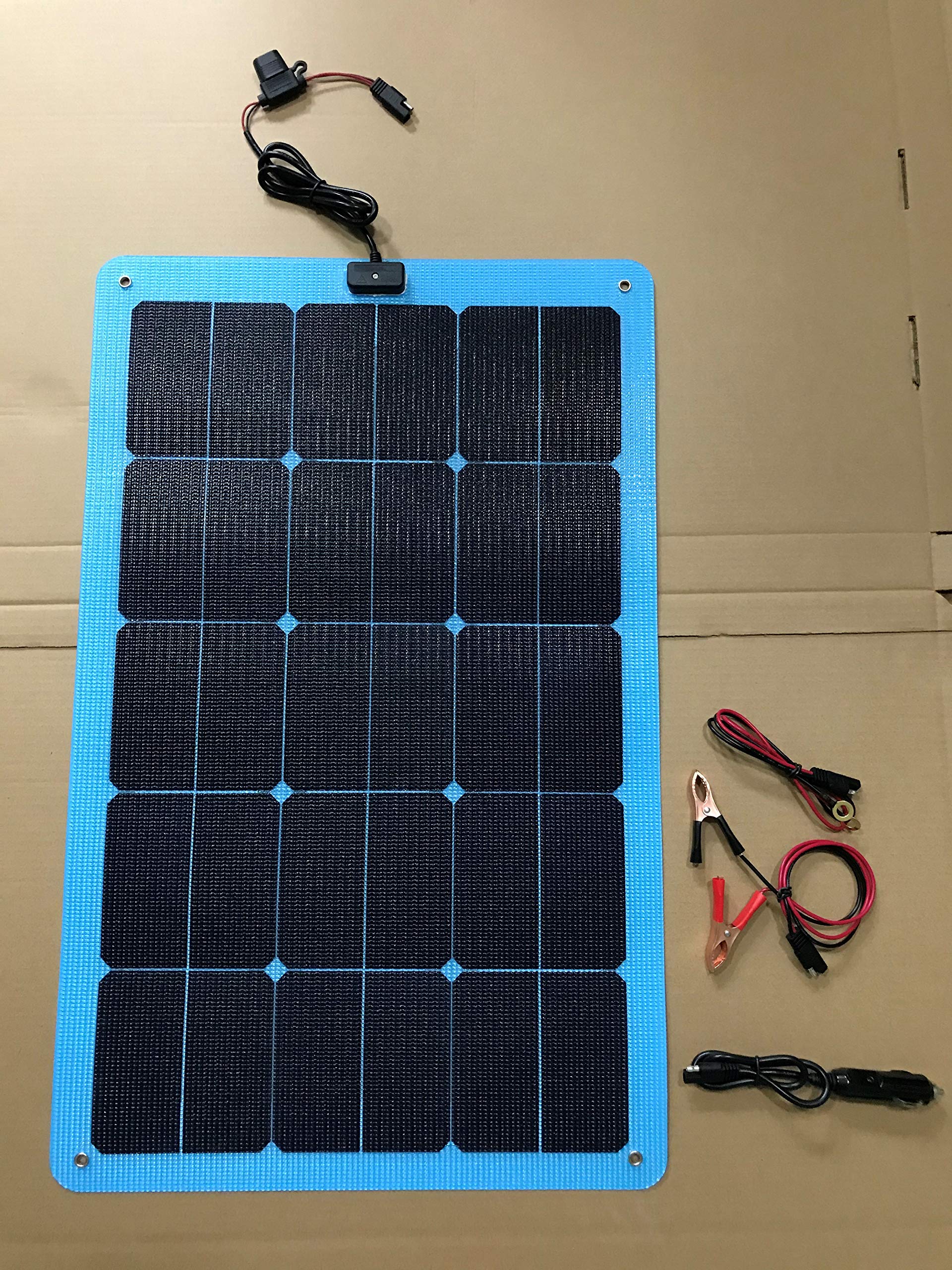 **DuraVolt Blue 5012 Solar Charger - 50W 12V 2.5A Plug & Play Solar Panel for Boats & Trolling Motors - Portable Solar Power for Marine, RV, Camping & Off-Grid Use**