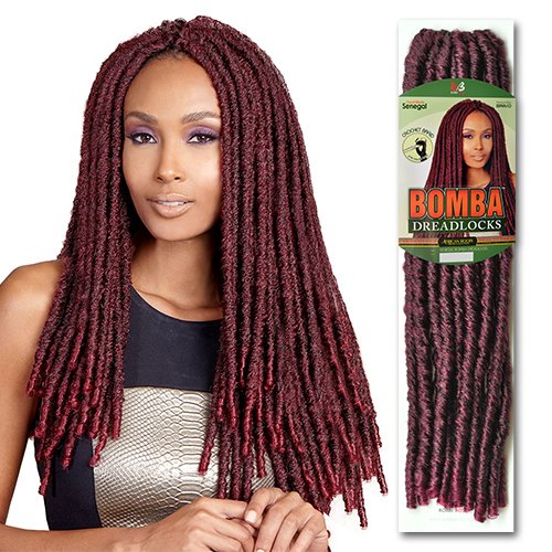 Bobbi Boss Synthetic Hair Crochet Braids - 4-Pack Faux Locs Senegal Bomba Dreadlocks (DPPURPLE) | Easy Protective Hairstyle for Women | Perfect for Daily Wear, Parties & Special Occasions