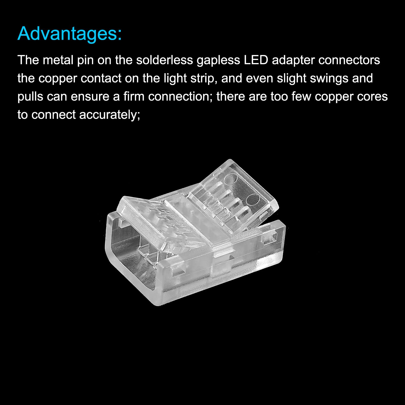 Meccanity RGB LED Light Strip Connectors - 15 Pack 5 Pin 10mm Unwired Gapless Adapters for Seamless LED Strip Lighting | Perfect for Home Theater, Gaming Setup & Under Cabinet Lighting