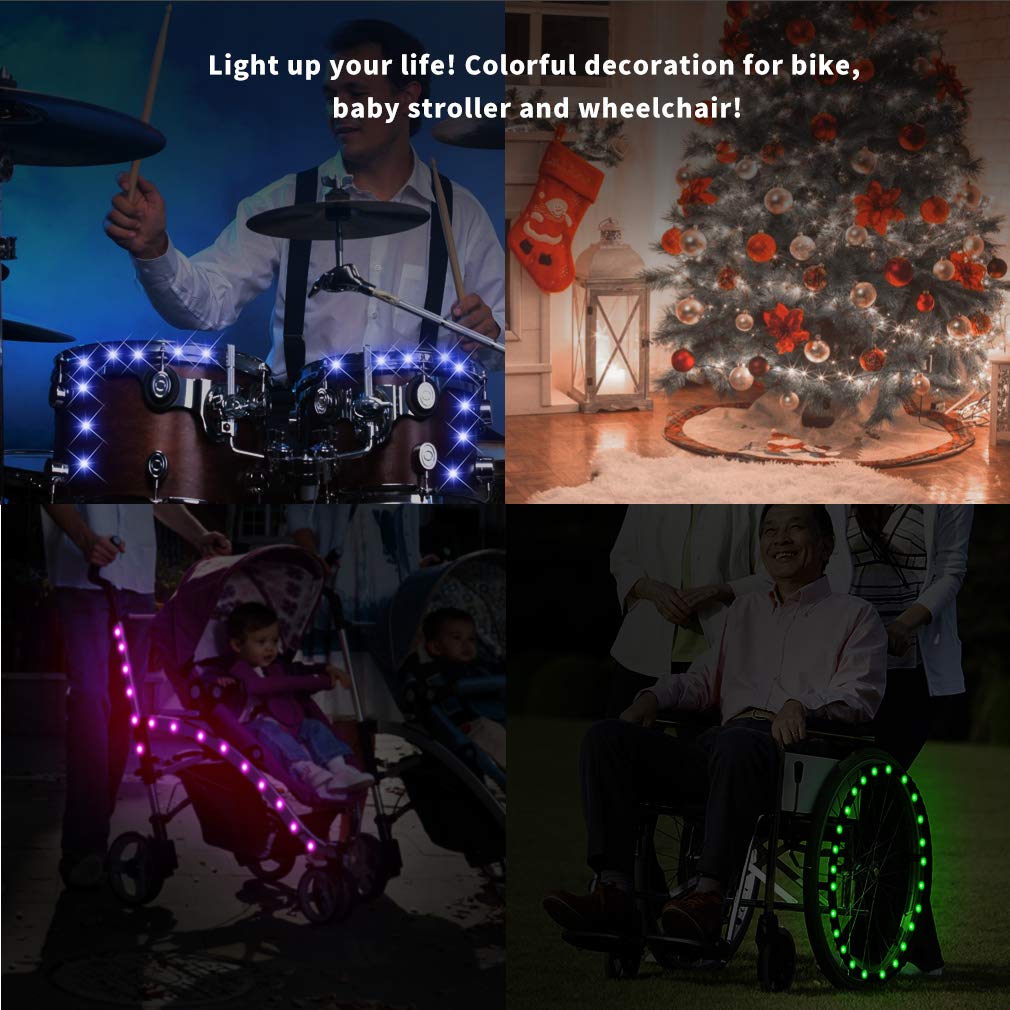 TINANA LED Bike Wheel Lights (1 Wheel Pack) - Ultra Bright Waterproof Bicycle Spoke Lights for Night Riding Safety - Cycling Decoration Tire Strip Light for Kids & Adults - Perfect for Evening Commutes, Nighttime Cycling, and Outdoor Adventures