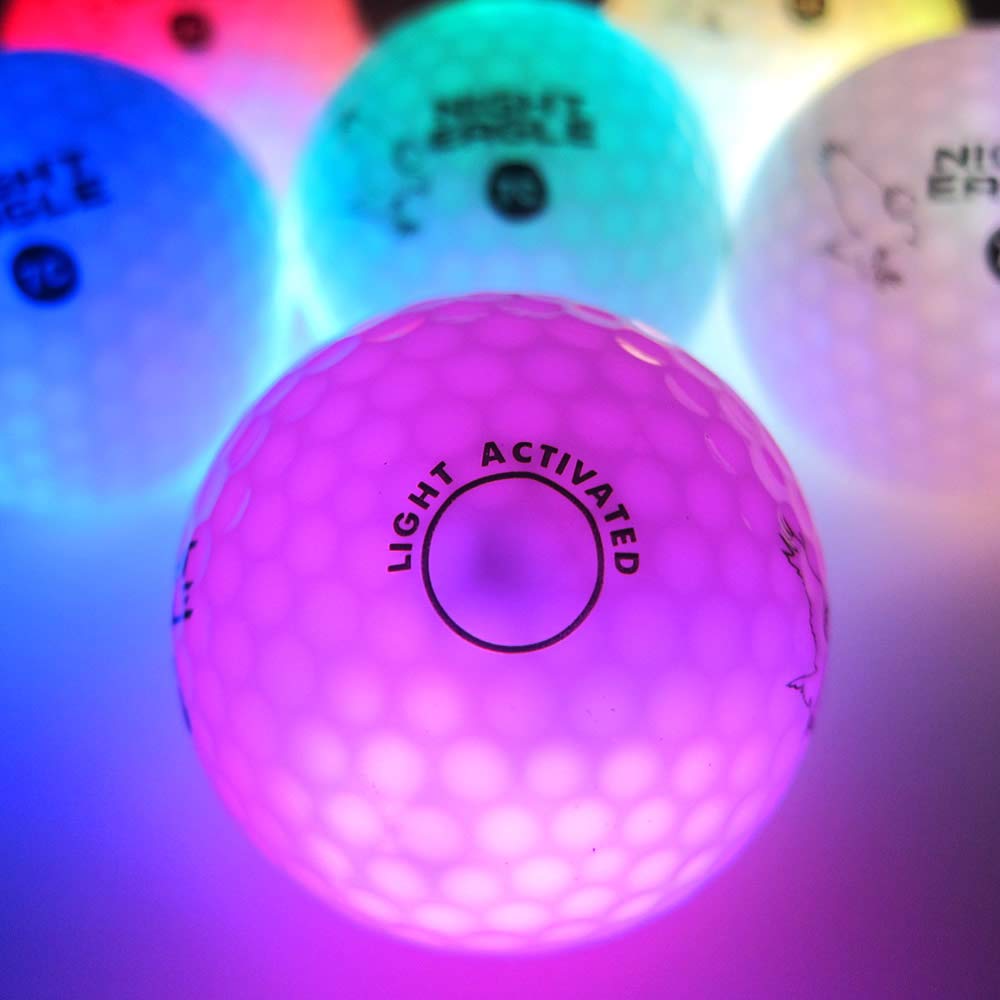 LED Golf Balls 6-Pack - Glowing Golf Balls with Internal Lights for Night Play