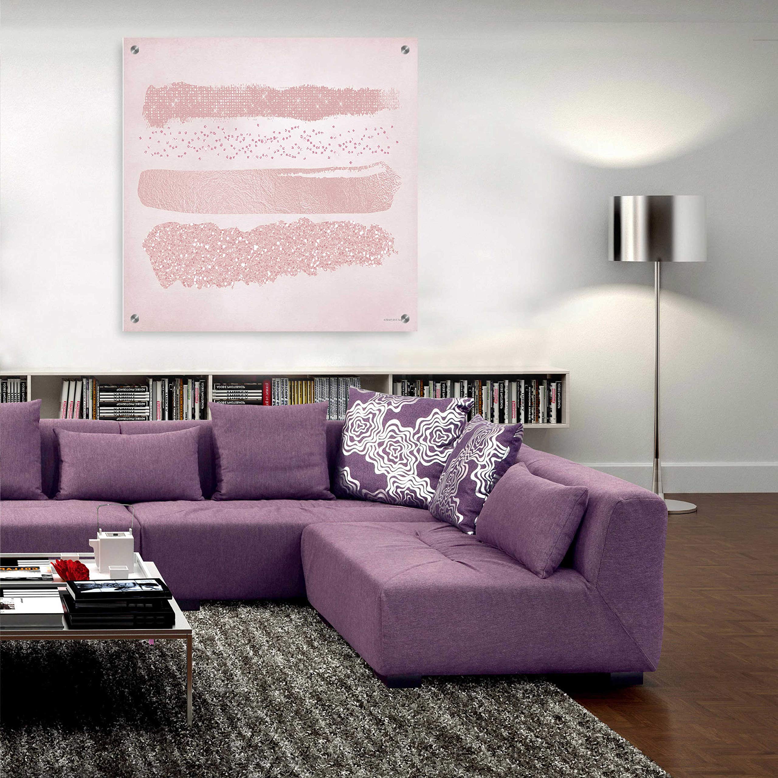 Bluebird Barn 'Pink Glitter II' Acrylic Glass Wall Art - 36x36 Inches Modern Abstract Painting for Living Room, Bedroom & Office Decor