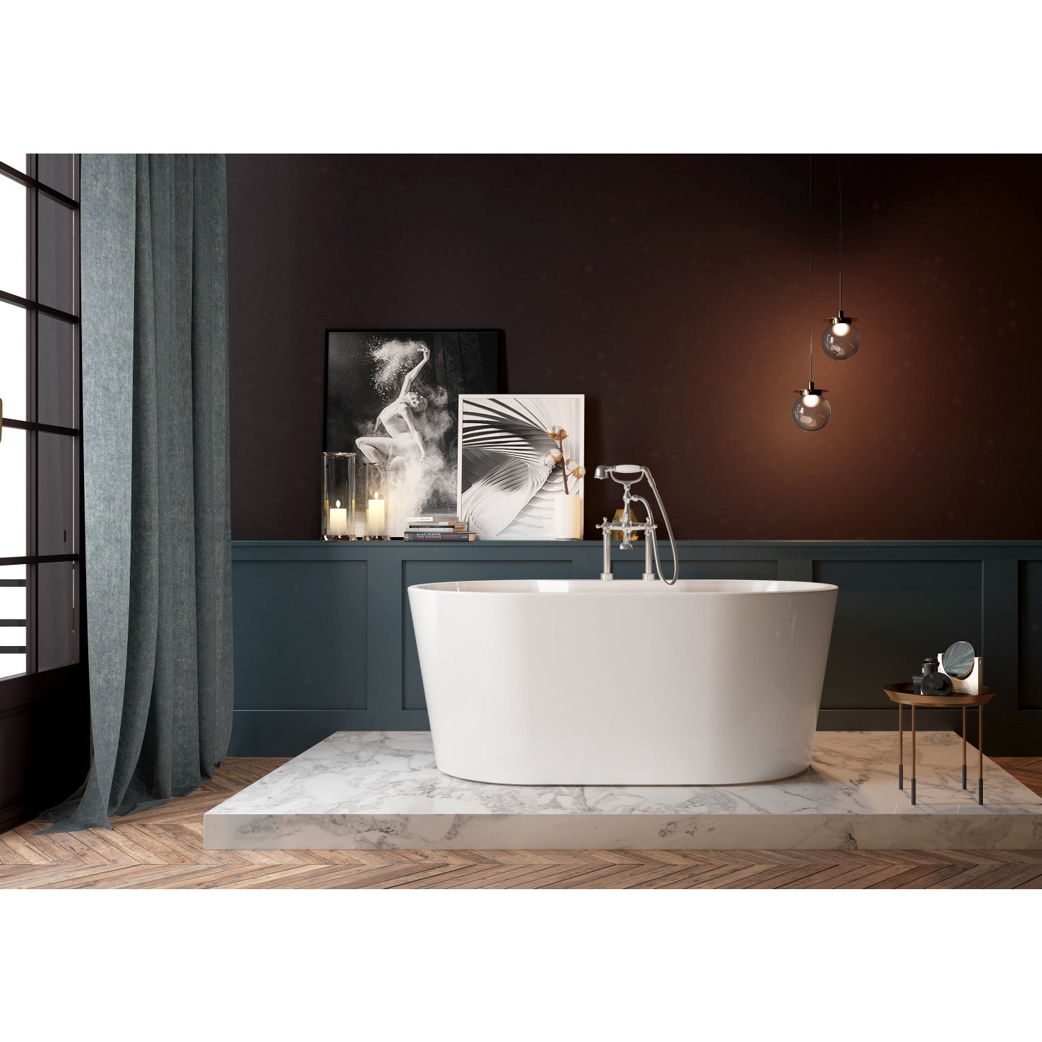 Aqua Eden VT7DE553423 55-Inch Freestanding Acrylic Oval Bathtub with Drain - Glossy White - Perfect for Luxury Bathrooms & Spa Retreats