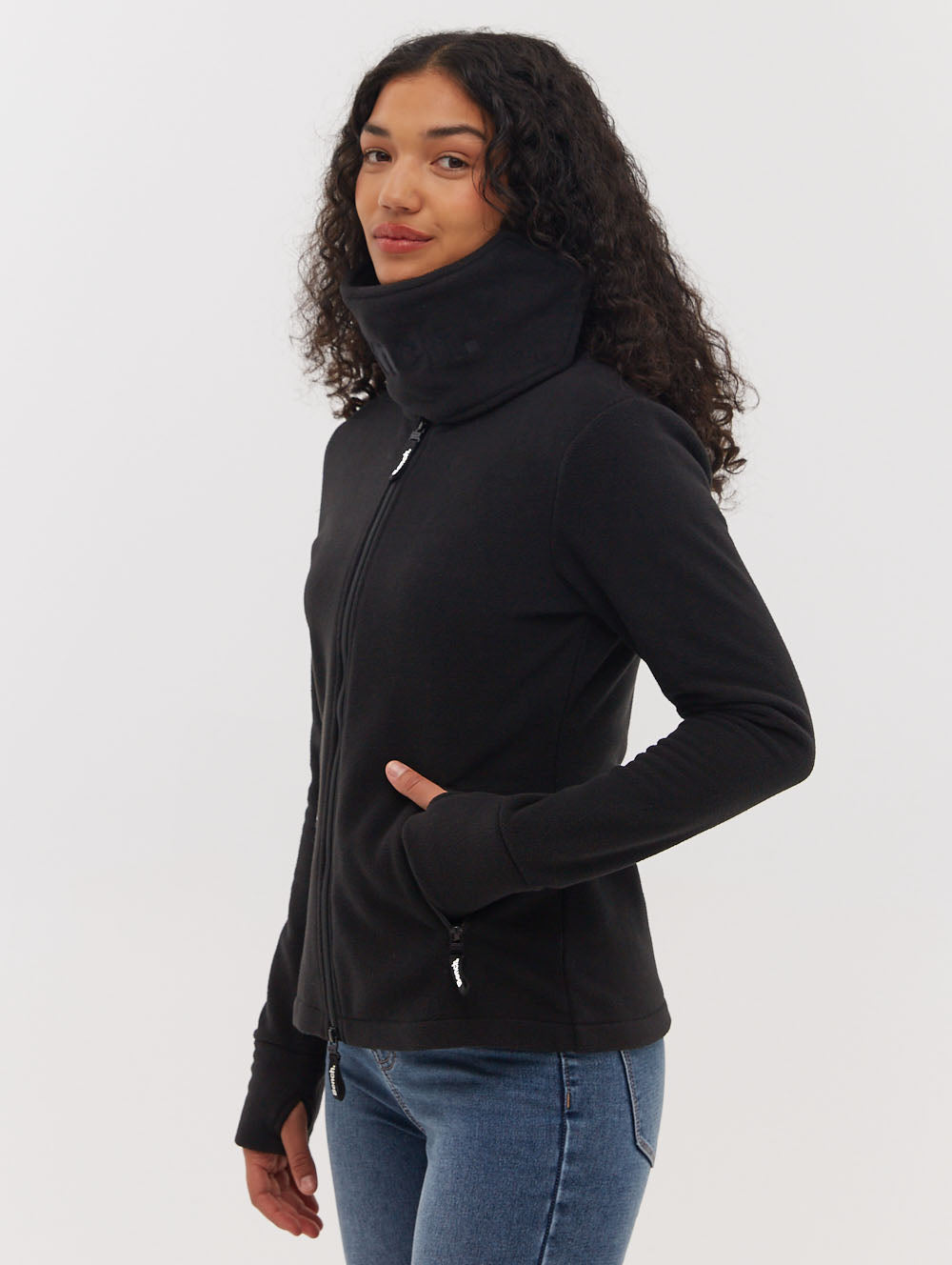 Women's Soft Microfleece Wrap Neck Zip Up Jacket - Cozy Winter Outerwear for Hiking, Camping & Outdoor Activities