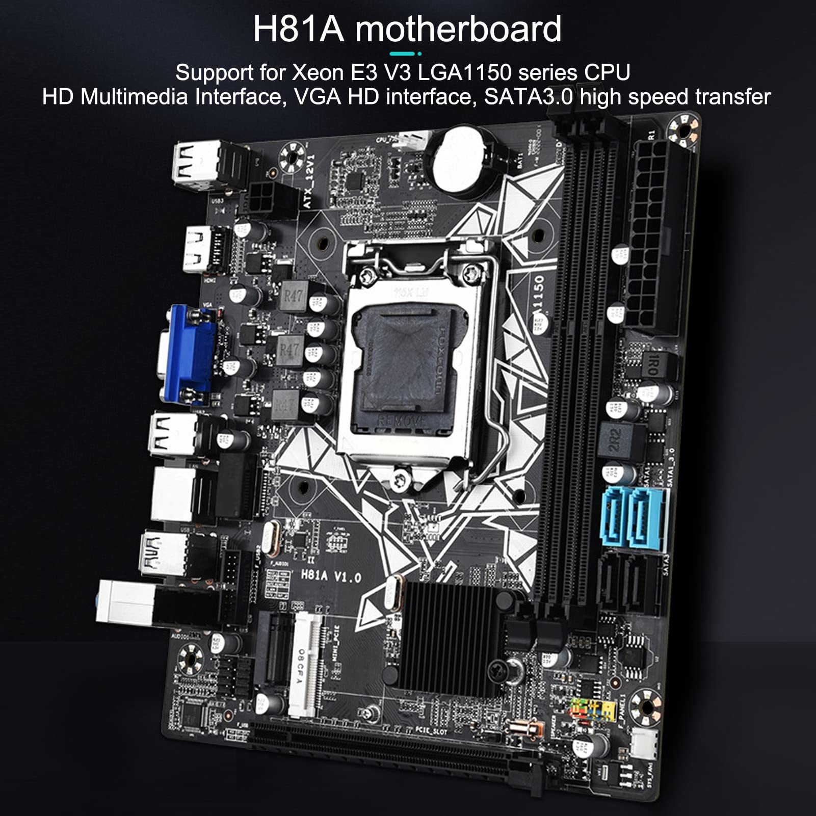 H81a Motherboard - SATA 3.0 High Speed Transfer, VGA & HDMI Ports, WiFi Support, NGFF M.2 Interface, Multi-Phase Power for Xeon E3 V3 - Perfect for Gaming PC Builds and Home Office Workstations