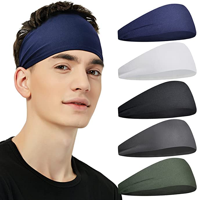 BISMAADH Moisture Wicking Sports Headbands for Men & Women - Breathable Workout Headband for Running, Cycling, Football, Yoga - Perfect Sweatband for Gym, Training & Outdoor Activities