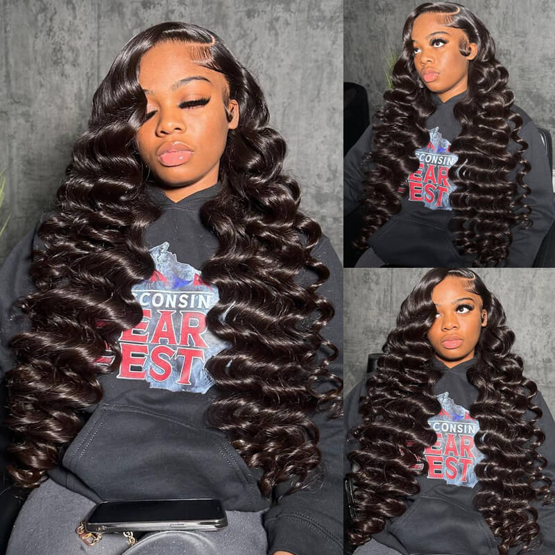 Eullair Loose Deep Wave Hair Bundles with Closure - 3/4 PCS Human Hair Extensions with 4x4 5x5 2x6 Lace Closure - Perfect for Styling, Parties & Everyday Wear