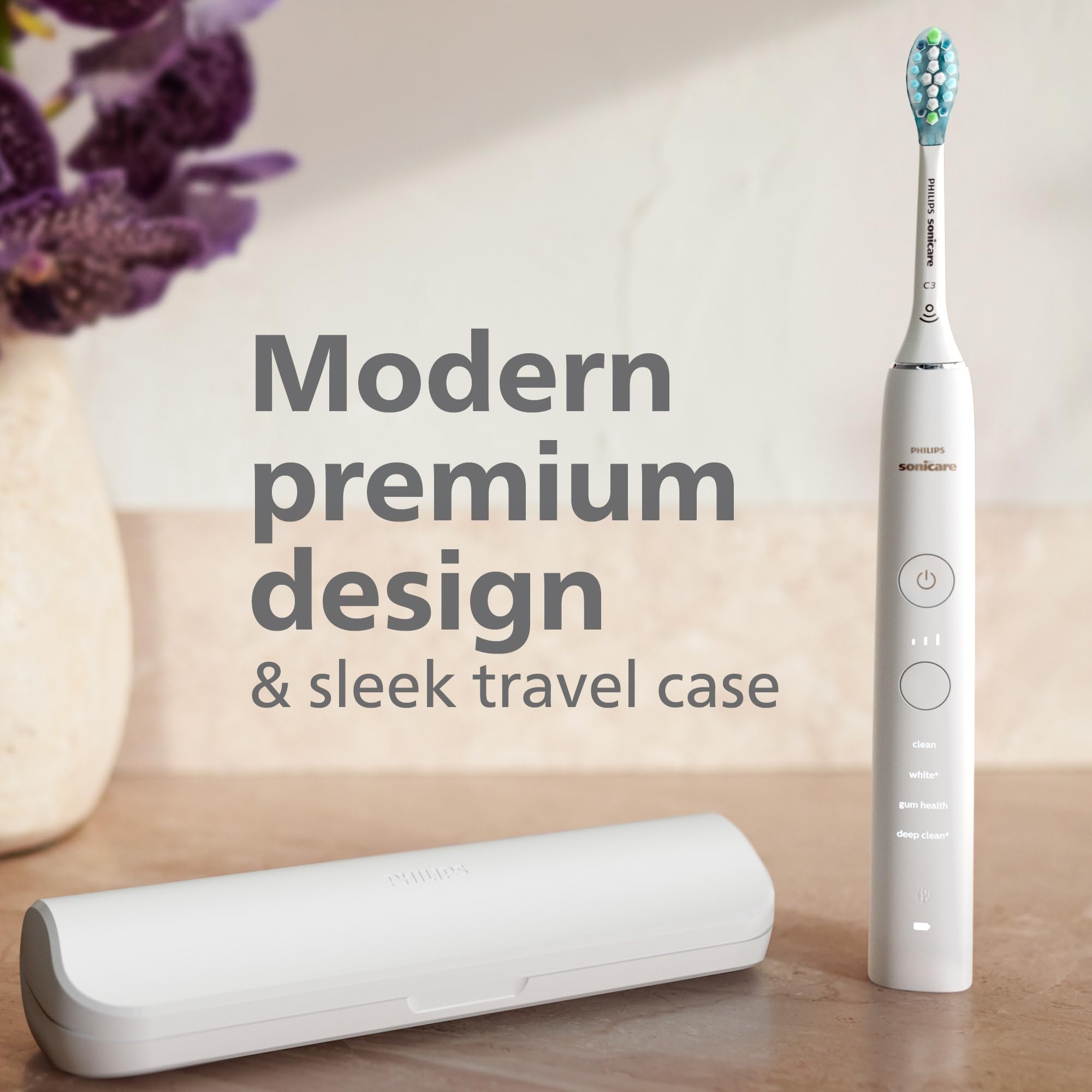 Philips Sonicare DiamondClean 9000 Special Edition Rechargeable Electric Toothbrush - HX9911/93 (White) | Professional Teeth Cleaning for Whitening & Gum Care | Perfect for Travel & Home Use