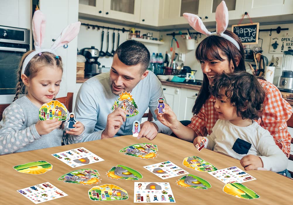 FaCraft 24 Easter Craft Kits for Kids - Religious Sticker Scenes for Sunday School & Bible Study