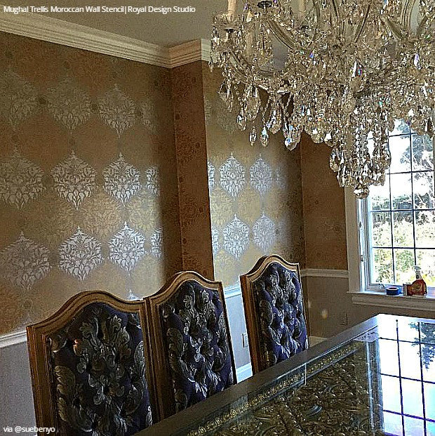 Decorative Mughal Trellis Moroccan Wall Stencil for DIY Home Decor, Wall Painting, and Interior Design Projects
