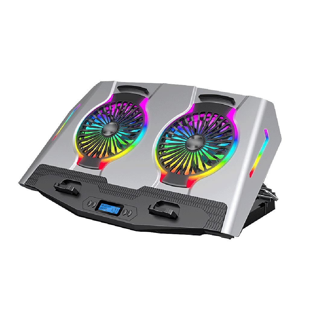 PAIHUIART Gaming Laptop Cooling Pad with Dual USB Fans - Portable Laptop Cooler Stand for 15-21 Inch Notebooks, Adjustable Bracket & Silver Design | Perfect for Gaming, Office Work & Home Use