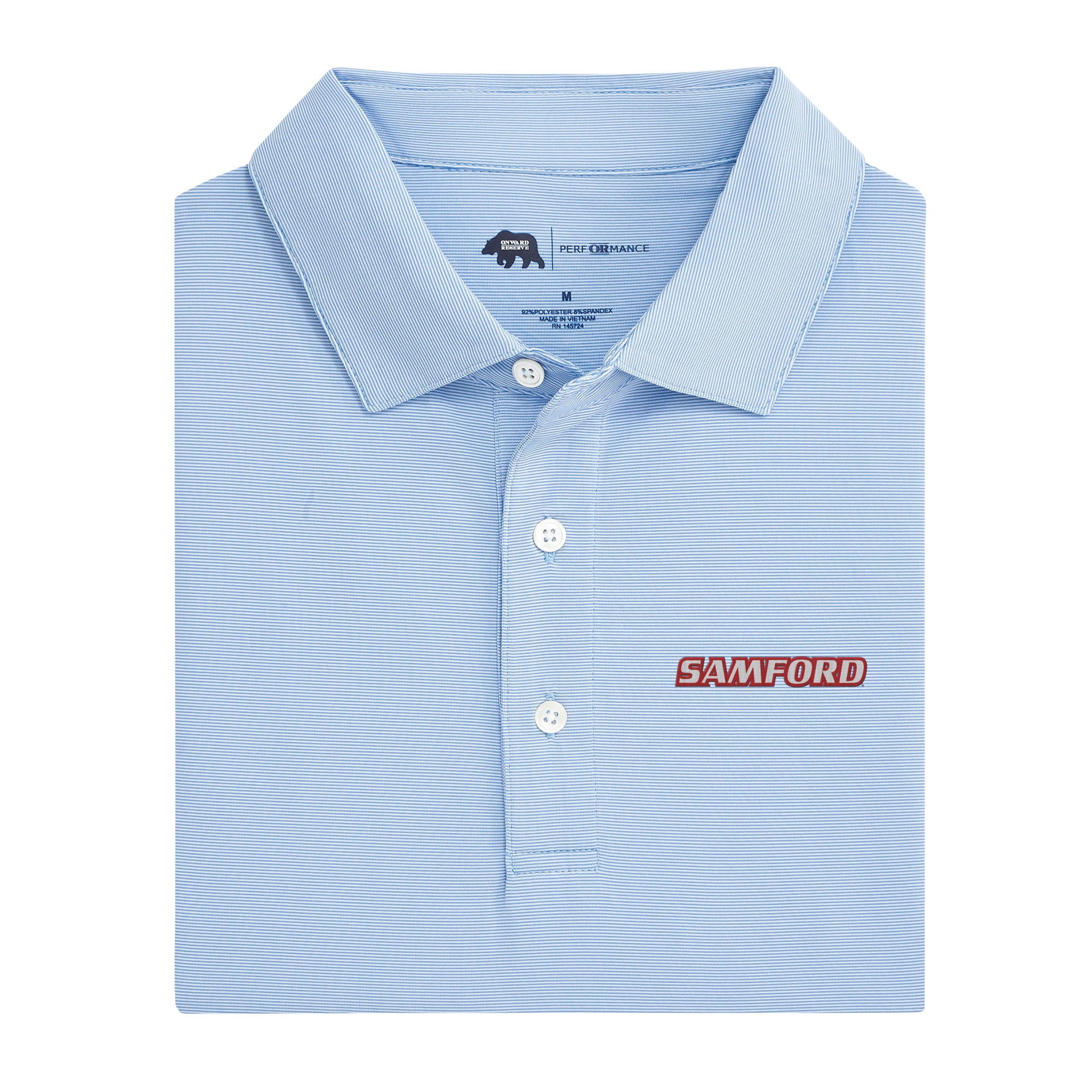 Samford Performance Polo with Hairline Stripe in Sky Blue - Breathable Golf & Business Casual Shirt for Men