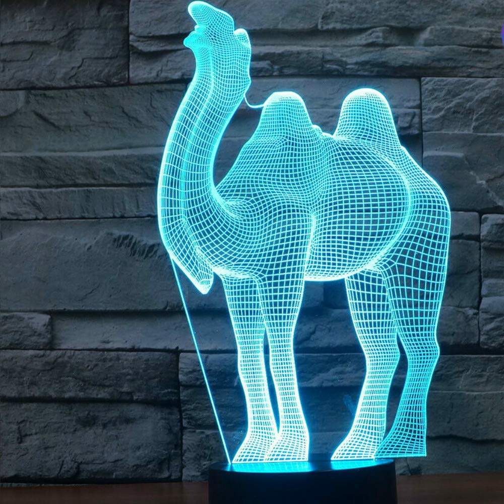 3D Camel Night Light LED Touch Switch Table Lamp - 7 Color Changing Optical Illusion Desk Decor for Kids Room, Nursery, Christmas, Birthday Gift | Perfect for Bedside, Study Desk, Home Decor & Party Favors