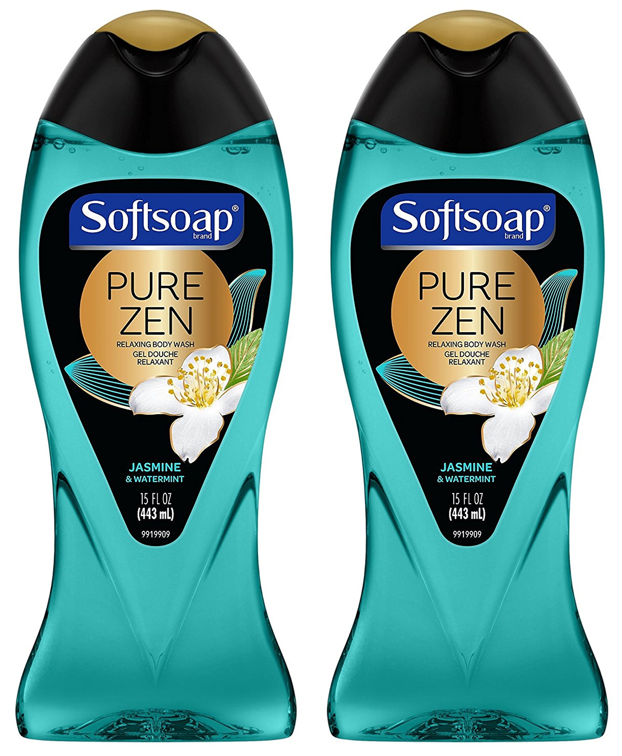 Pure Zen Relaxing Body Wash - Jasmine & Watermint Scent, 15 fl oz (Pack of 2) | Moisturizing & Aromatherapy Shower Gel for Stress Relief & Self Care