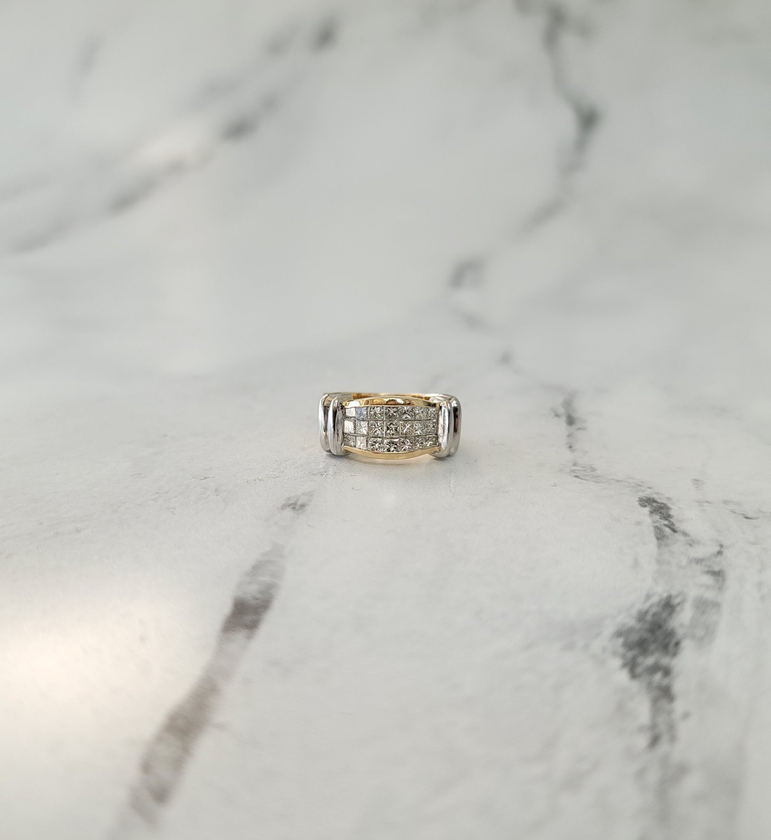 1 Carat Three Row Princess Cut Two Tone Diamond Wedding Band Ring for Women - Perfect for Engagement, Anniversary & Bridal Jewelry Gifts