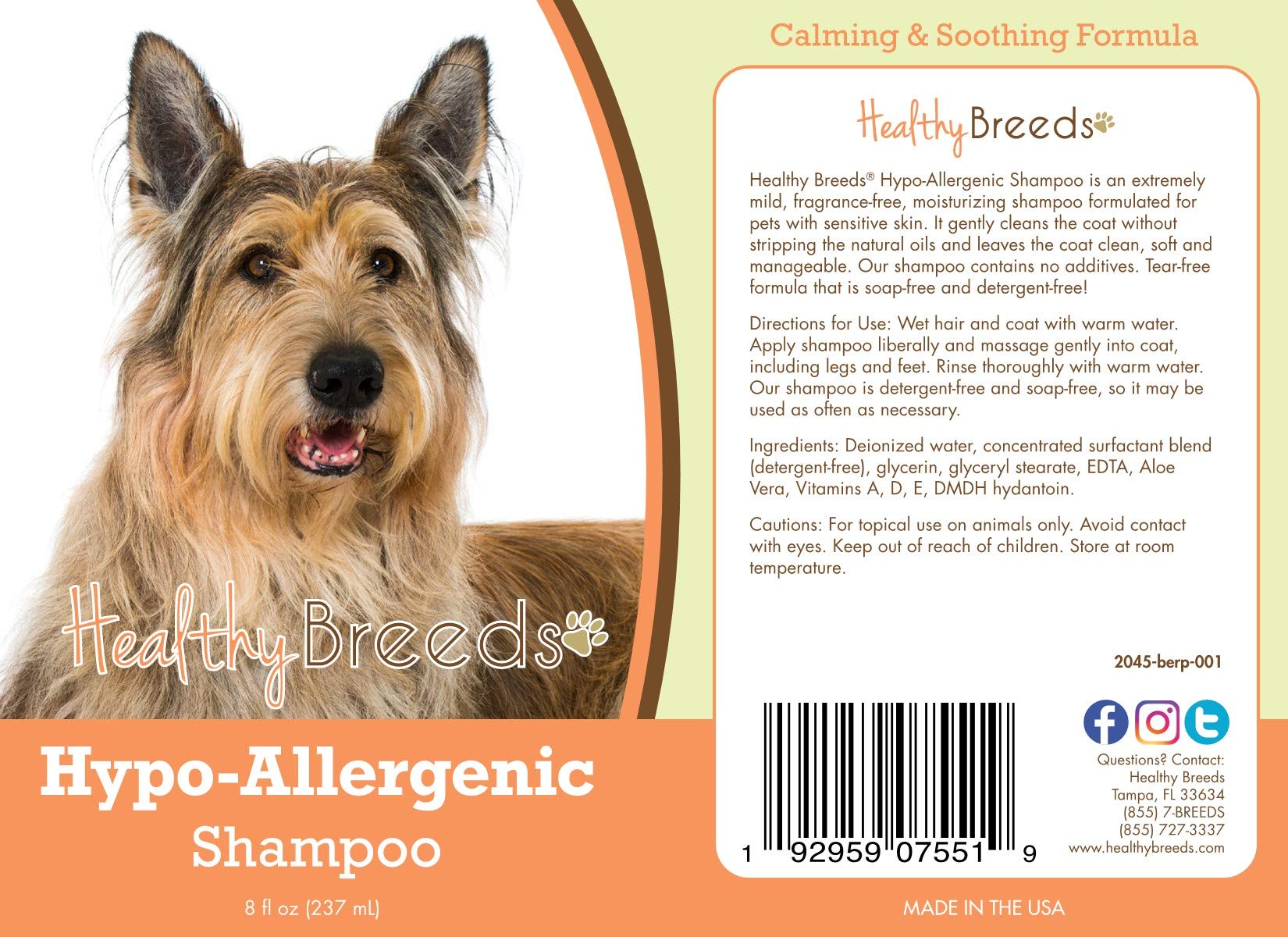 Healthy Breeds Berger Picard Hypo-Allergenic Dog Shampoo for Sensitive Skin - 8 oz - Gentle Cleansing & Moisturizing Formula for Allergy Relief - Perfect for Bathing & Grooming at Home