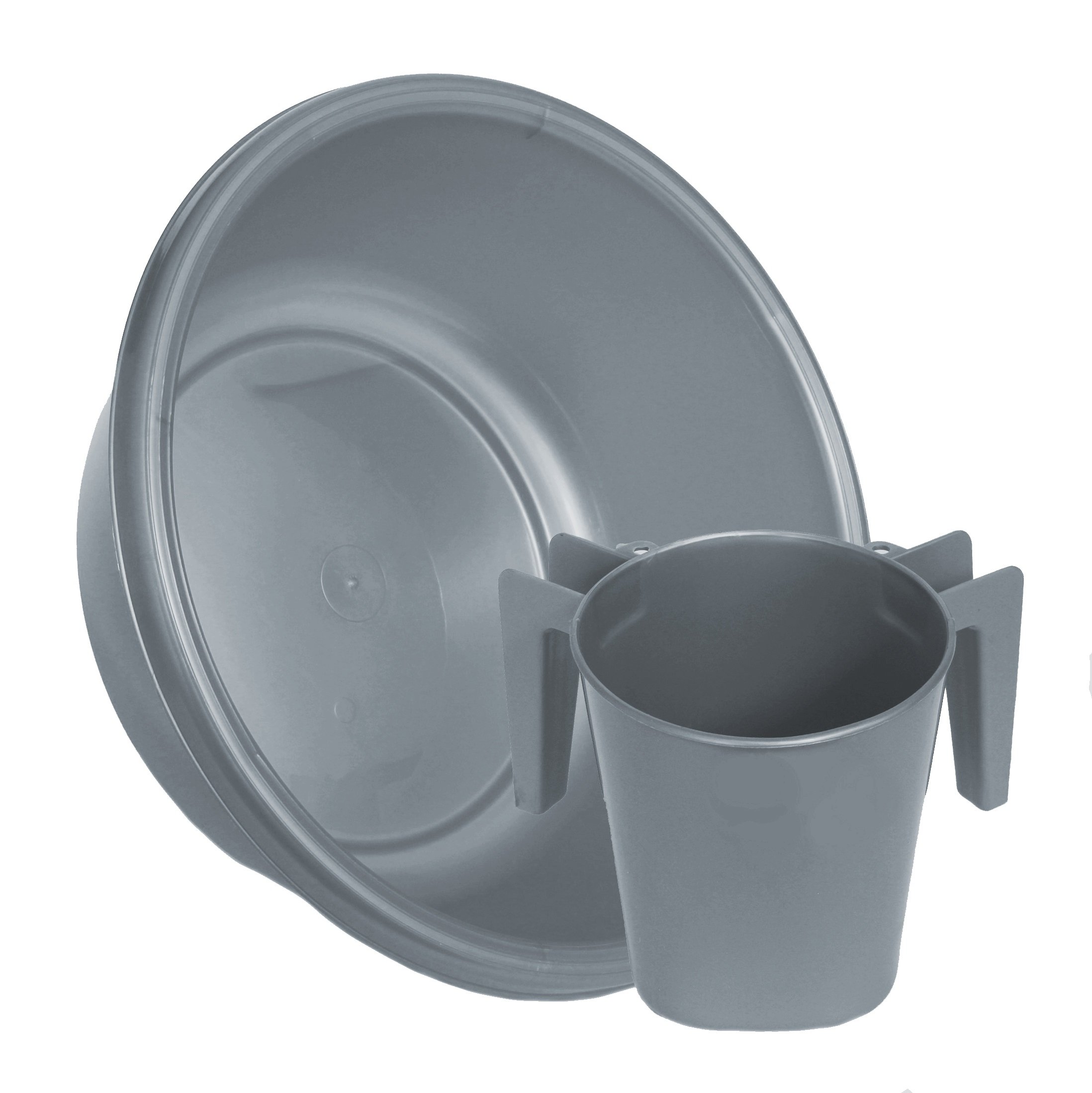 YBM Square Wash Cup & Round Basin Set - Gray for Jewish Rituals