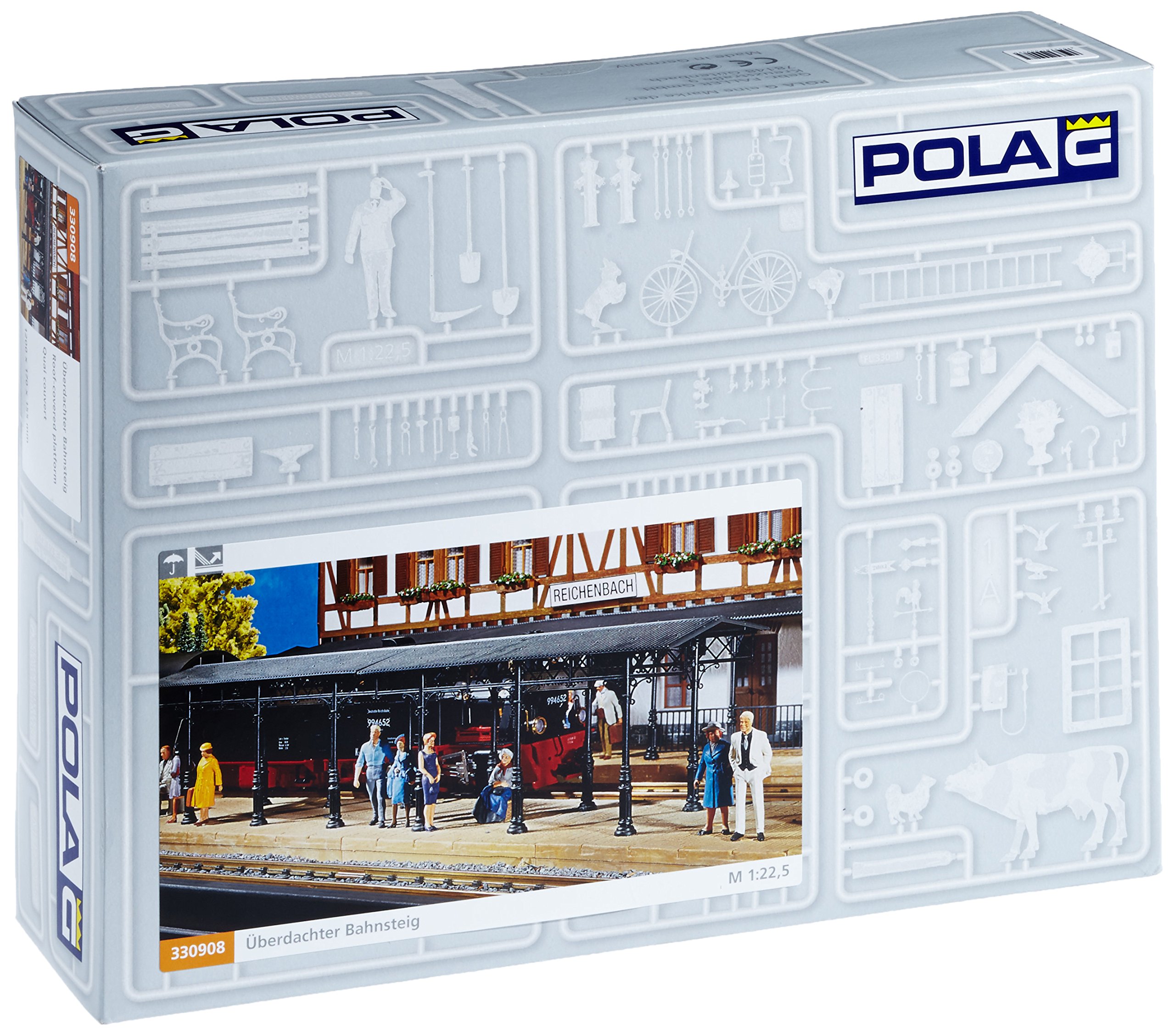 Pola 330908 Covered Passenger Platform G Scale Model Train Building Kit for Realistic Railroad Scenery & Layouts