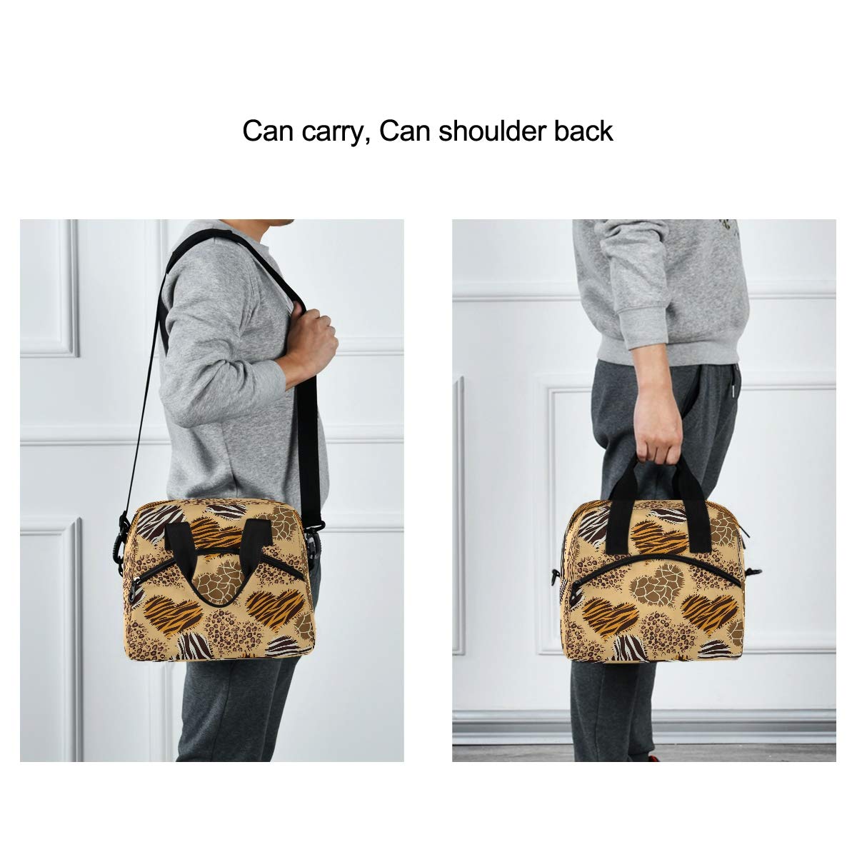 SUABO Insulated Lunch Bag for Kids & Adults - Leopard Giraffe Zebra Print Tote Lunch Box for School, Work, Picnic & Travel - BPA-Free Food Container Keeps Meals Fresh & Cool