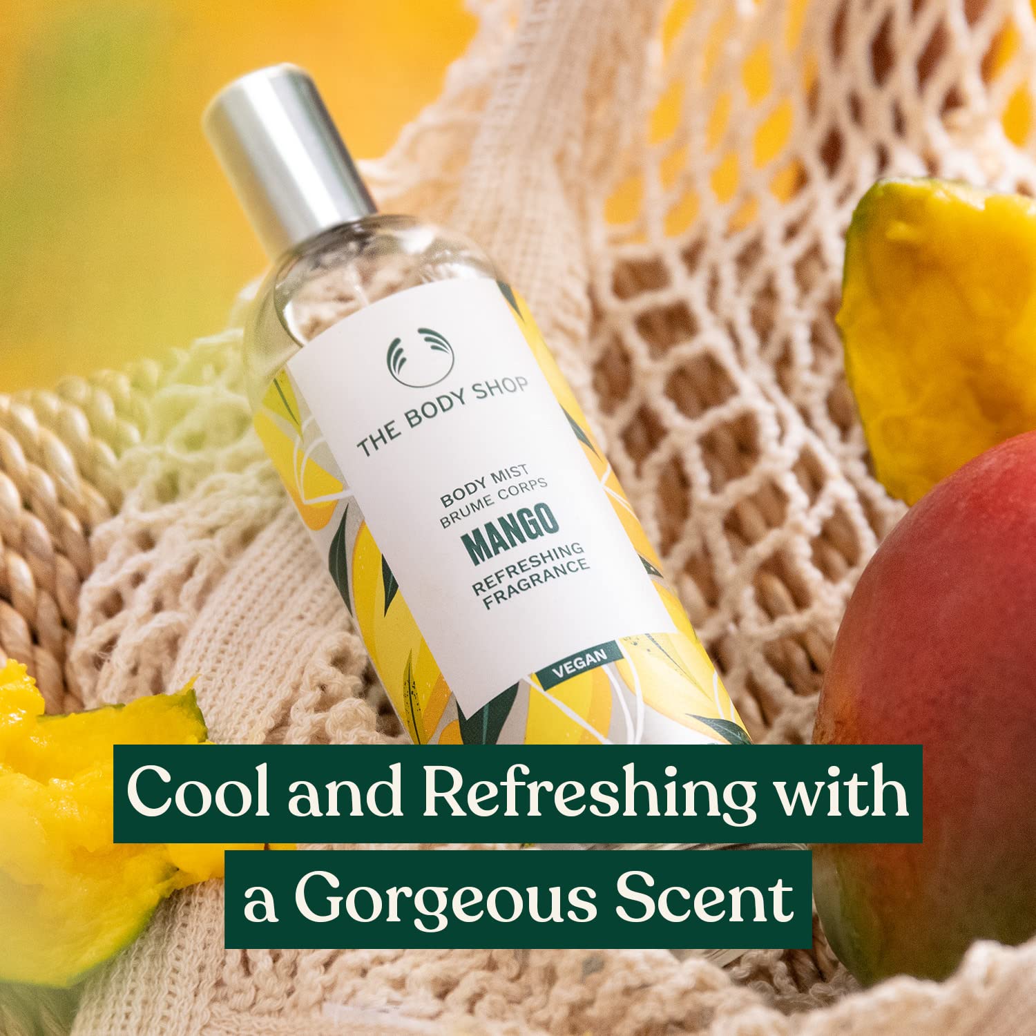The Body Shop Mango Body Mist - Refreshing & Cooling Fruity Fragrance Spray - Vegan & Cruelty-Free - 3.3 oz - Perfect for Summer Days, Gym Sessions & Travel