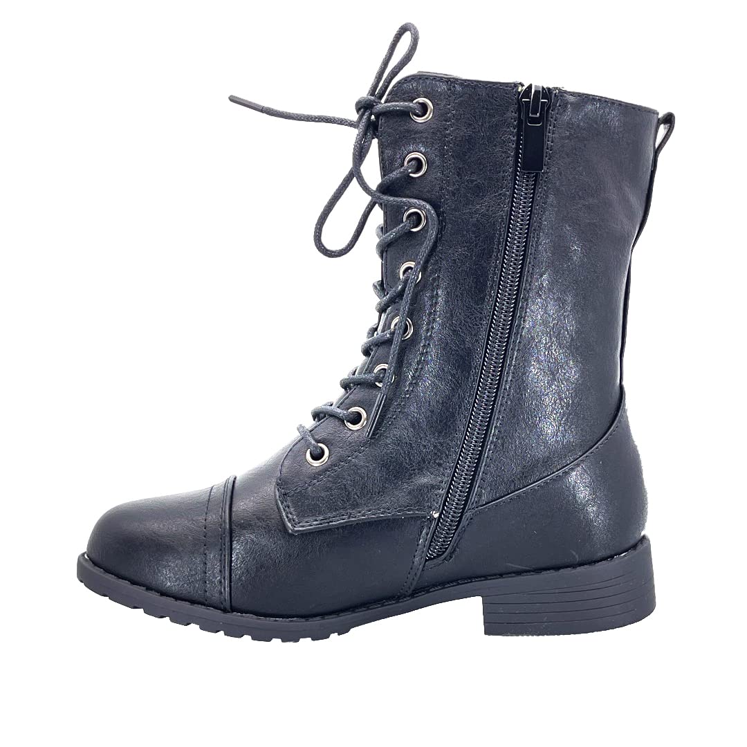 ABSOLEX Girls' Lace-Up Combat Boots for Toddlers & Kids - Round Toe Low Heel Ankle Boots for School, Play & Everyday Wear