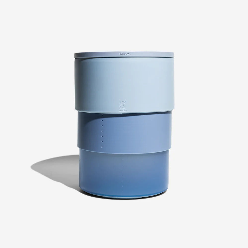 Adjustable Elevated Dog Bowl by Zee.Dog - Blue - Perfect for Indoor & Outdoor Feeding, Travel, and Mess-Free Meals