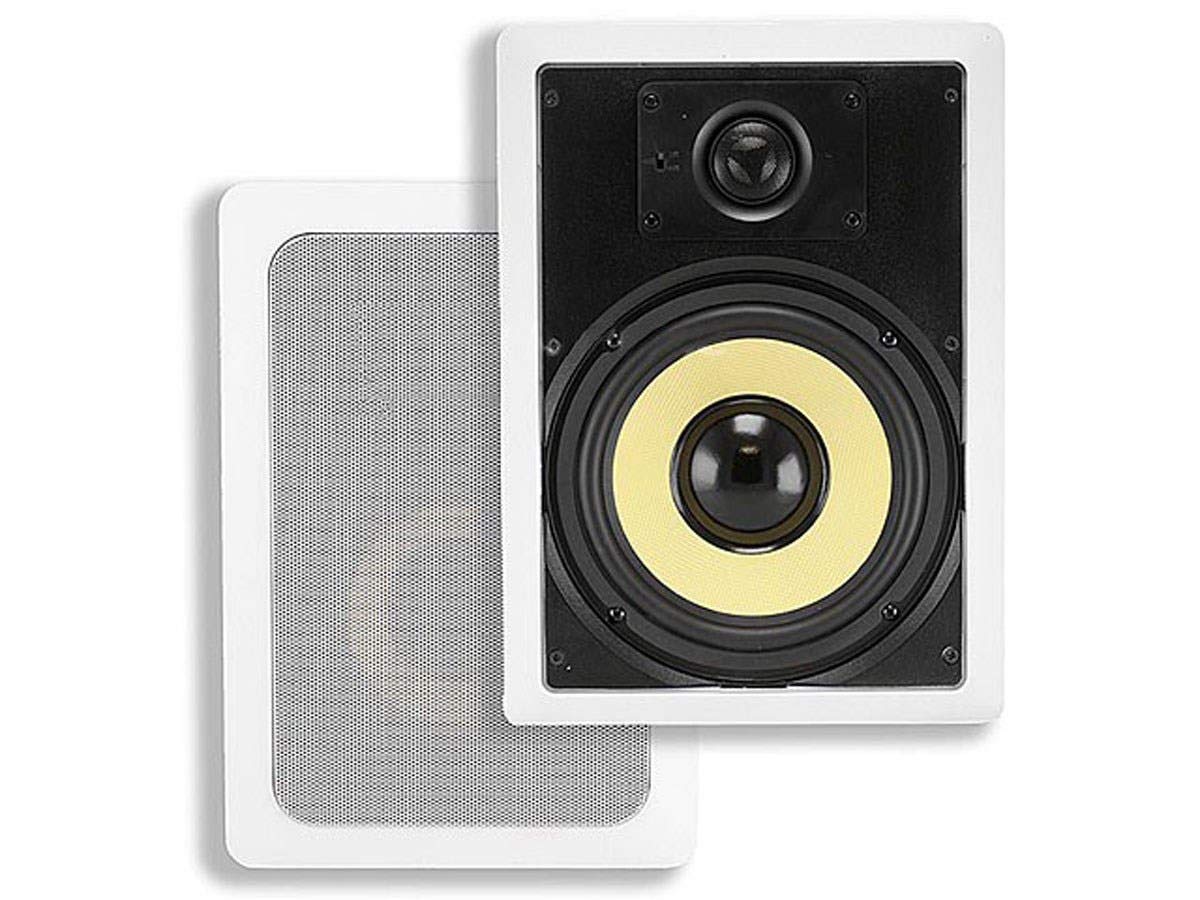 Monoprice 8 Inch 2-Way In-Wall Speakers with Titanium Silk Dome Tweeters - High Performance Caliber Series for Home Theater and Background Music System