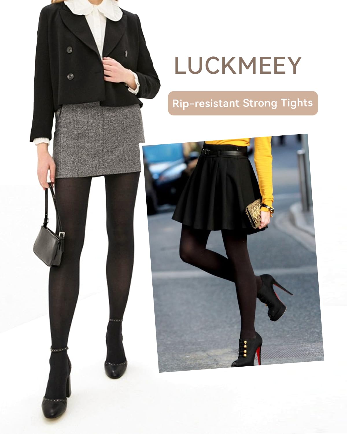 LUCKMEEY Women's Black Semi Opaque Tights with Tummy Control - Warm Pantyhose Stockings for Under Dresses | Perfect for Work, Winter Outfits & Formal Occasions
