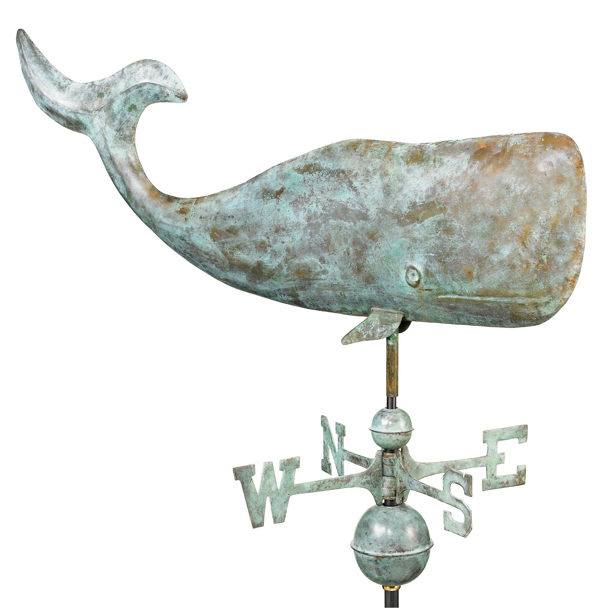 Large 37-Inch Whale Weather Vane for Outdoor Garden Decoration - Rustproof Metal Roof Mount Weathervane for Yard, Farmhouse, or Coastal Home Decor