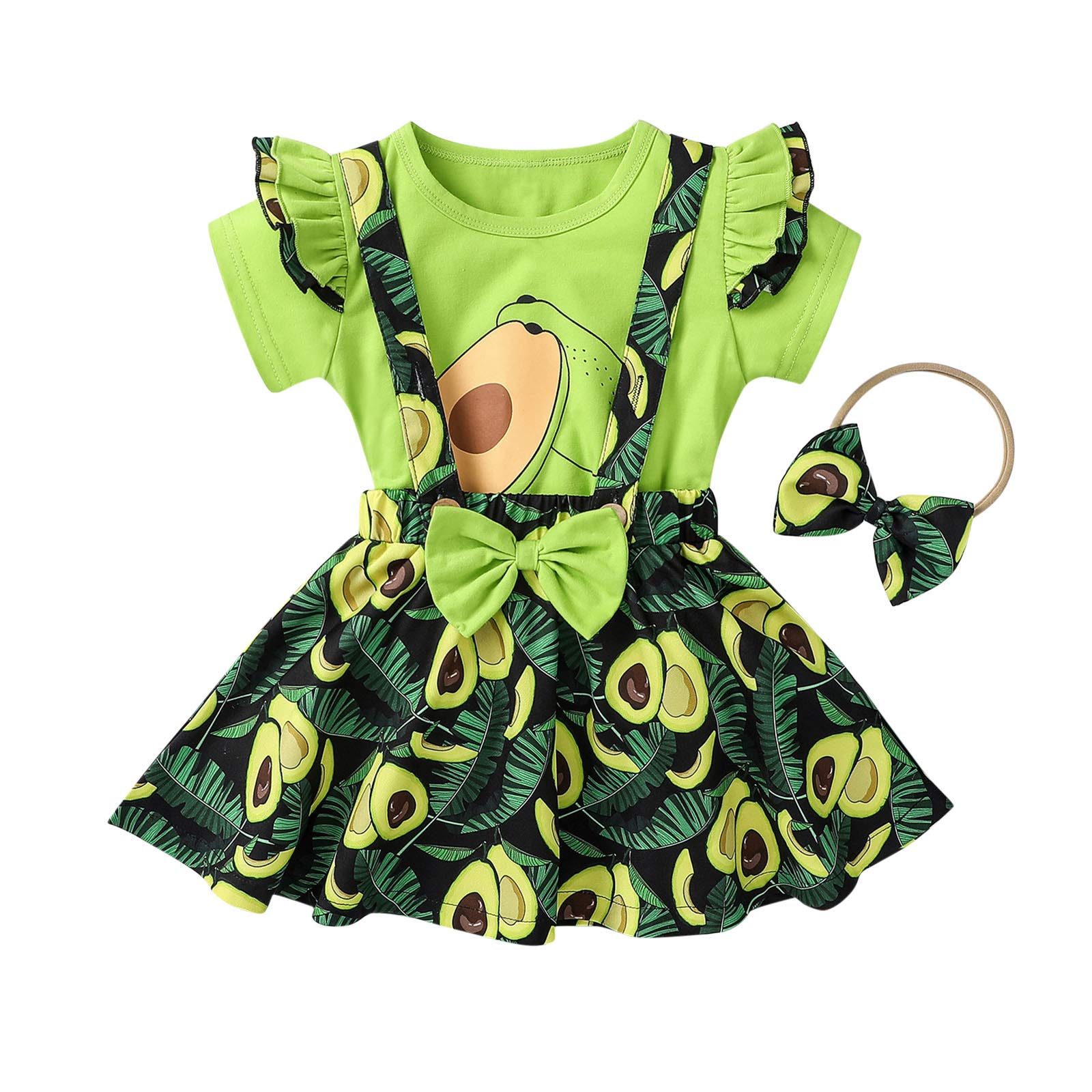 3PCS Baby Girl Clothes Set - Fruit Print Bow Skirts & Bodysuit for Toddlers | Cute Outfits for Playtime, Parties & Photo Shoots