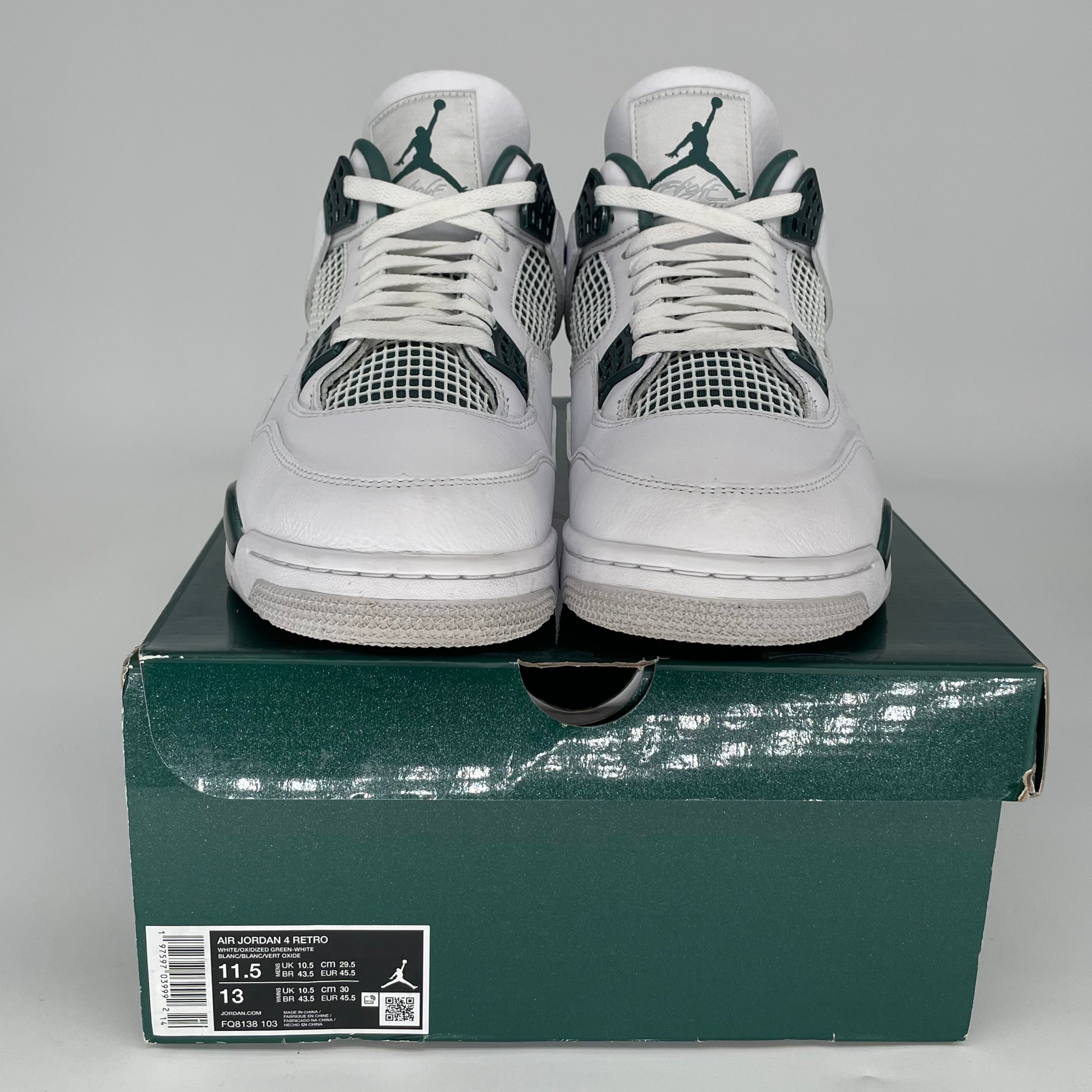 AIR JORDAN 4 Retro OXIDIZED GREEN Men's Basketball Shoes Size 11.5 - Style FQ8138-103 | Perfect for Streetwear & Sneaker Collectors