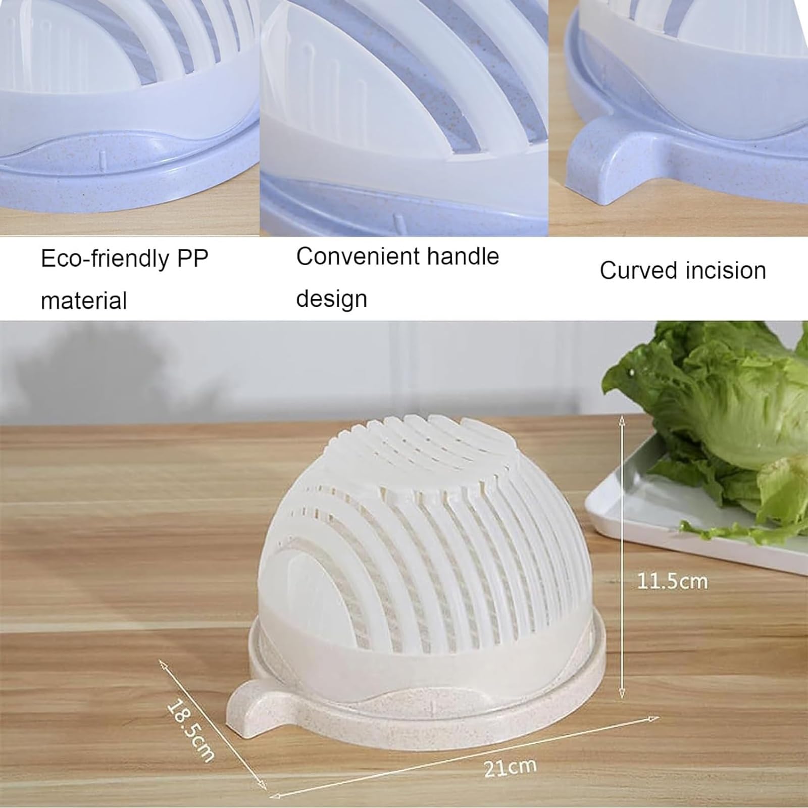 Premium 4-Piece Fruit and Vegetable Cutter Bowl Set with Lid - Multi-Functional Salad Chopper, Slicer & Dicer for Fresh Salads, Meal Prep & Healthy Snacking - BPA-Free Kitchen Gadget for Easy Food Preparation