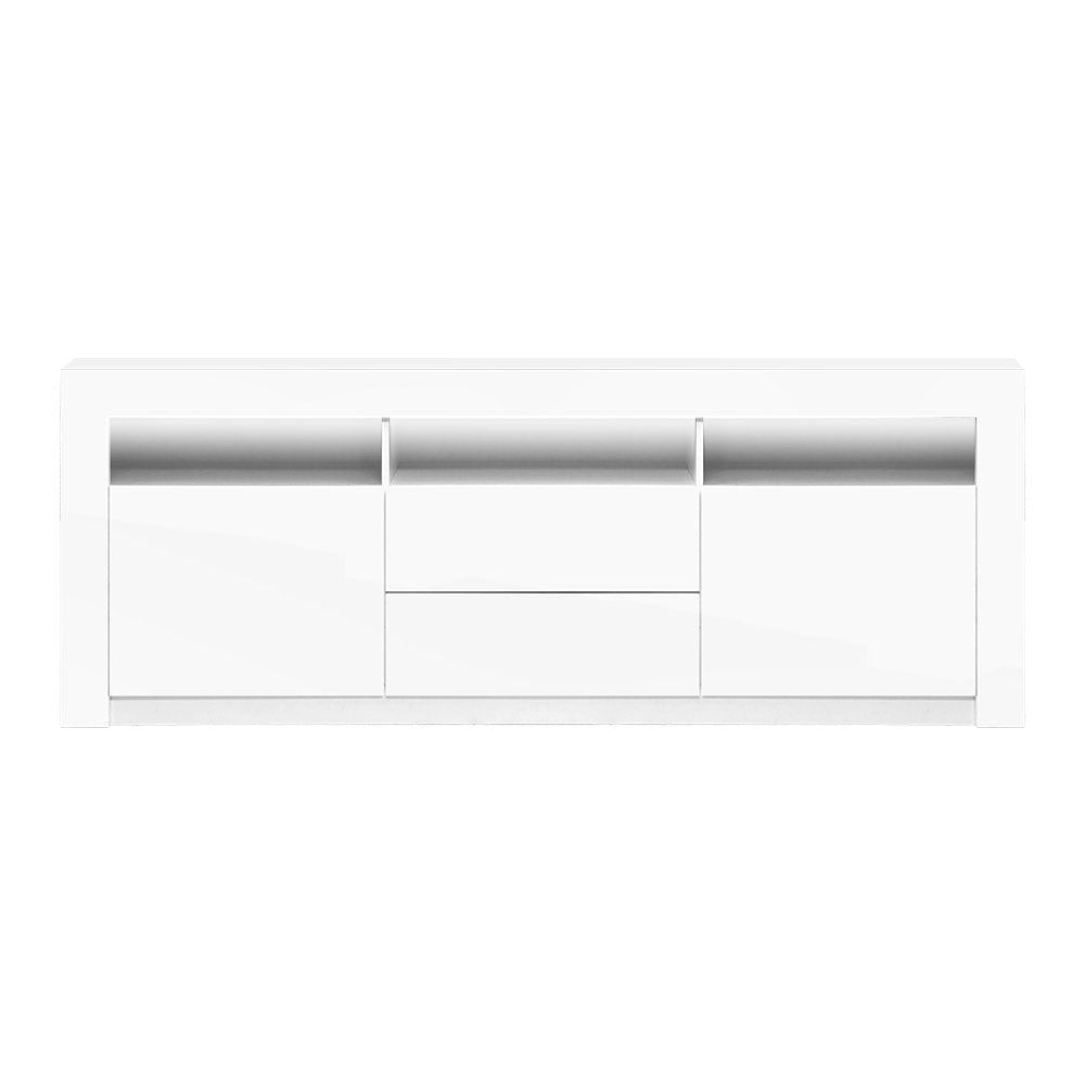 Artiss 160cm White Entertainment TV Stand with LED Lighting - Modern TV Cabinet for Living Room, Bedroom & Home Theater Setup