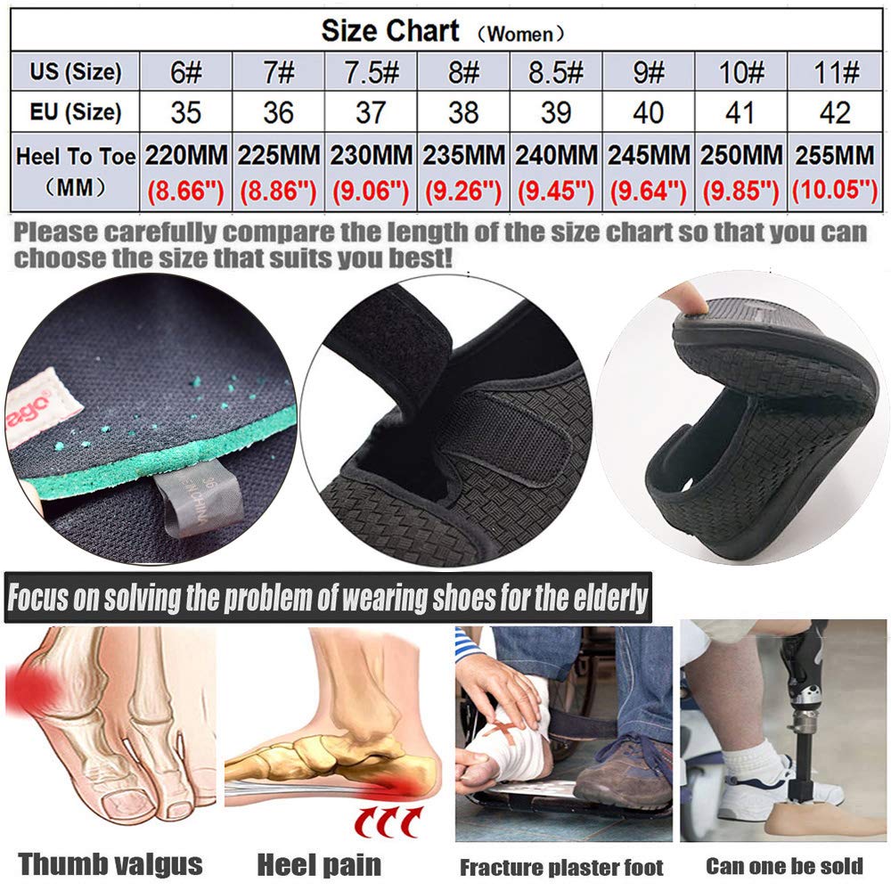 W&LESVAGO Women's Diabetic Slippers - Adjustable Edema Sandals for Swollen Feet, Extra Wide Comfort Footwear, Orthopedic Shoes for Elderly - Perfect for Home, Hospital & Post-Surgery Recovery