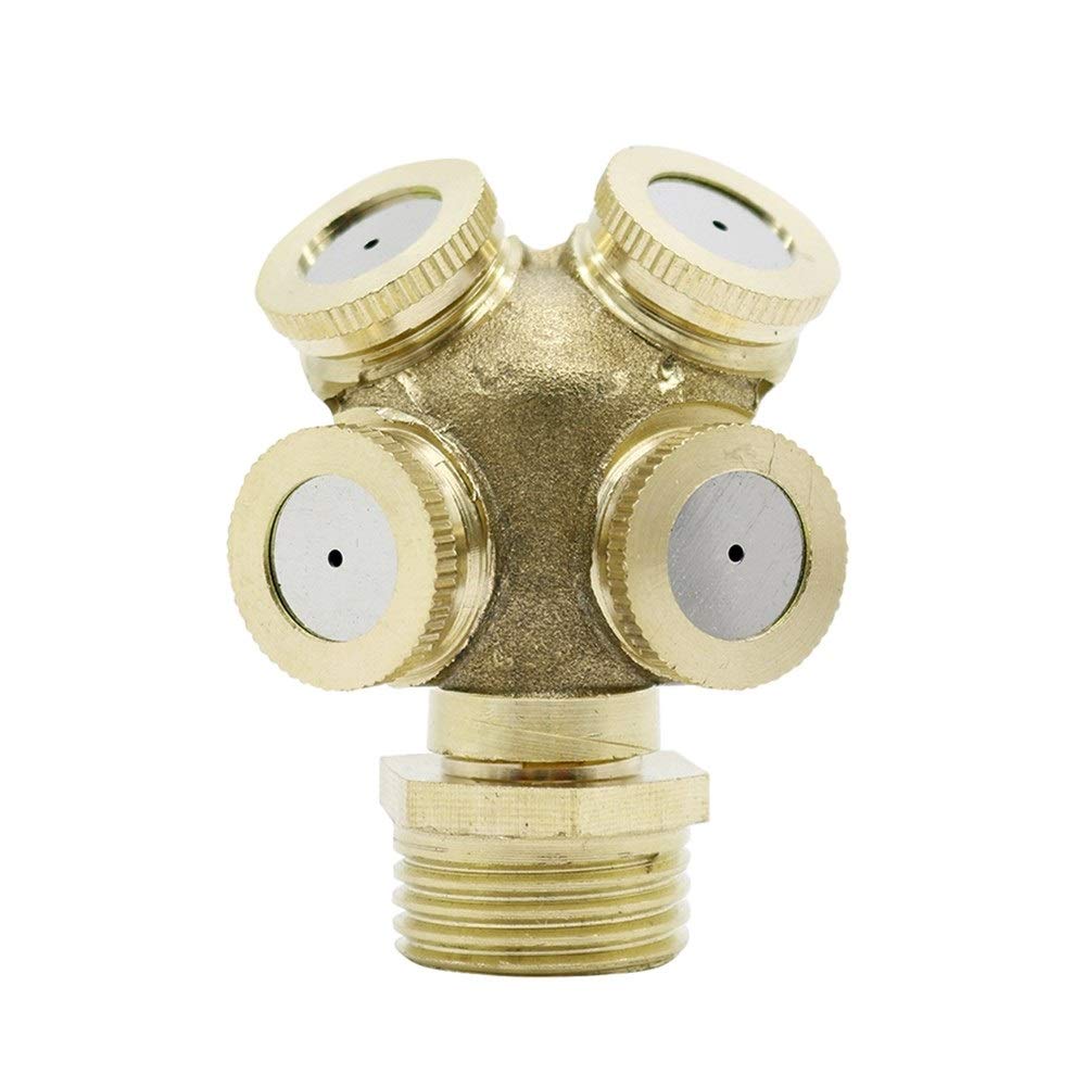4 Hole Adjustable Brass Garden Sprinkler Nozzle - Black | Heavy Duty Misting Sprayer for Lawn Irrigation, Yard Watering & Plant Care | Perfect for Home Gardens, Flower Beds & Vegetable Patches