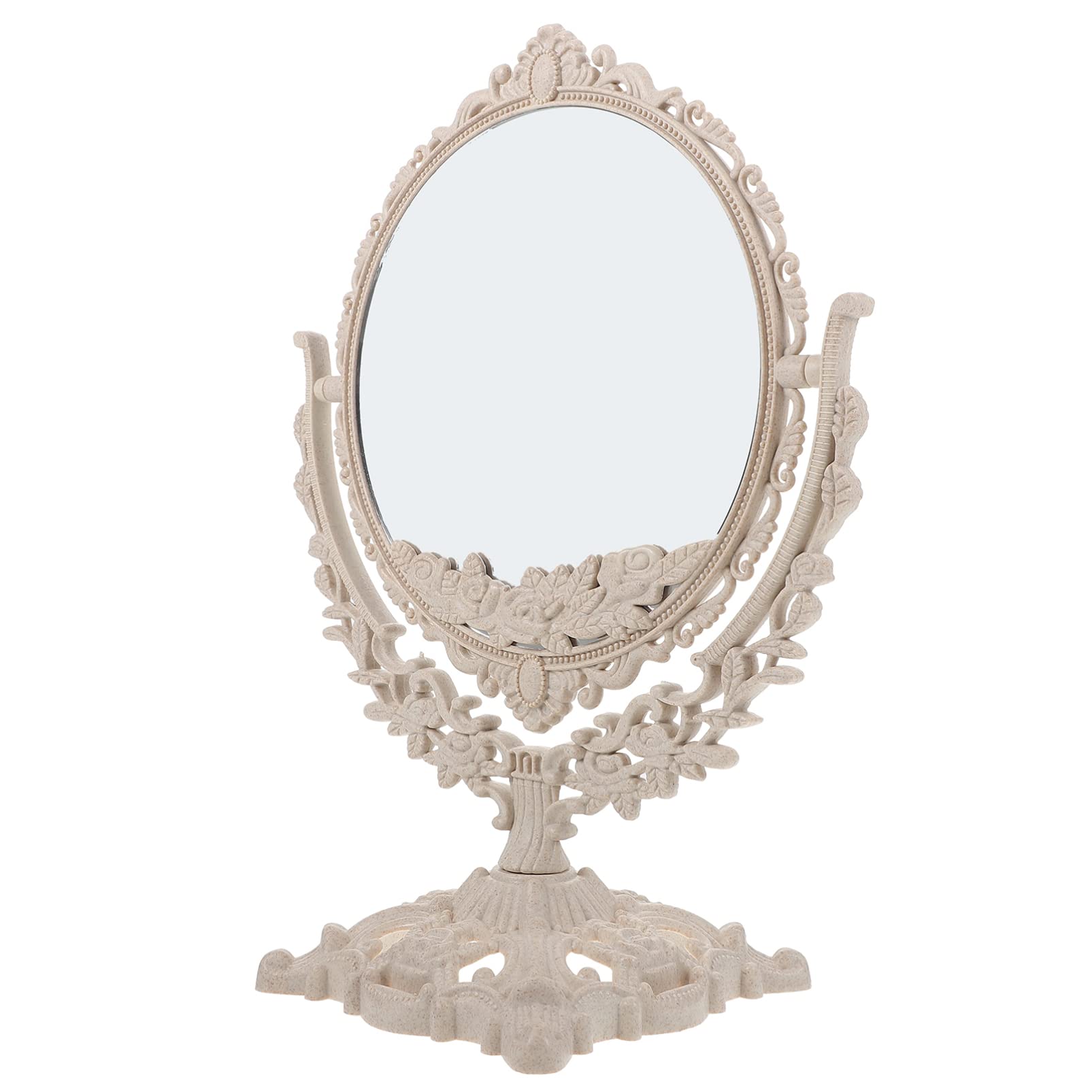 Beaupretty European Style Vanity Mirror - Double Sided Oval Makeup Mirror with Stand for Bathroom & Bedroom | Retro Tabletop Cosmetic Mirror for Makeup Application, Skincare Routine & Dressing Table Decor