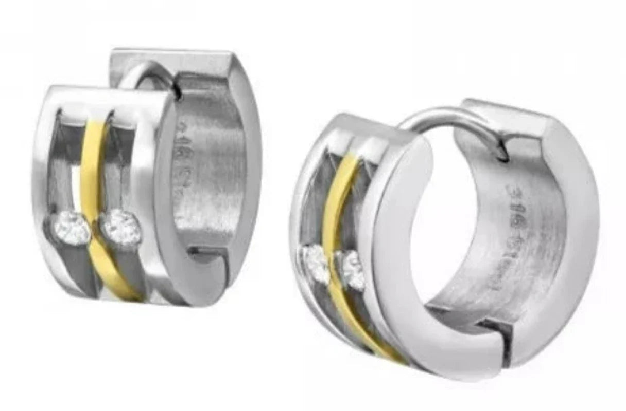 Sparkling Gold Plated Surgical Steel Huggie Earrings with Cubic Zirconia - Elegant Everyday Jewelry for Women, Perfect for Parties, Weddings & Special Occasions